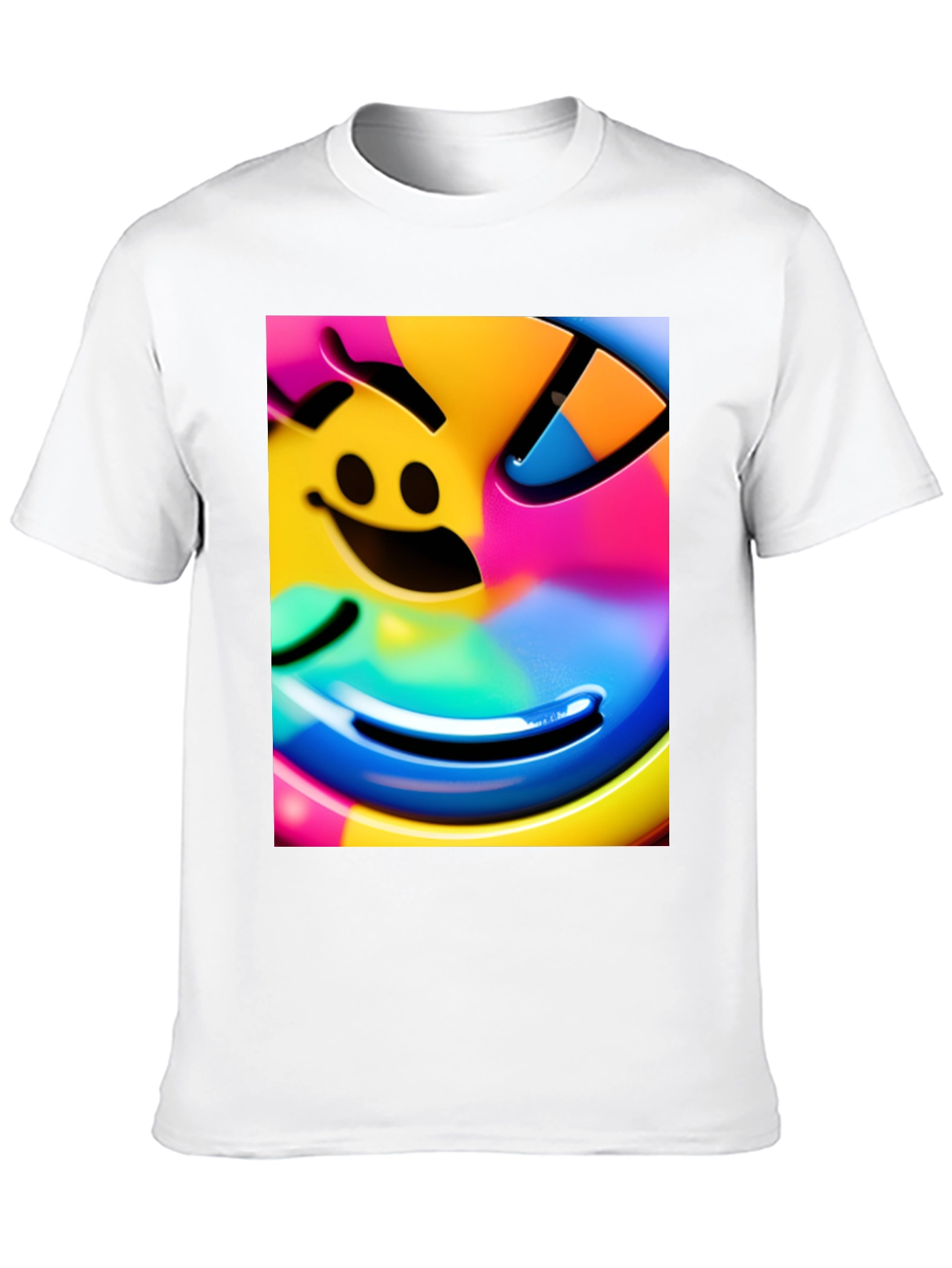 Vivid Smiley Face Graphic Tee - Black