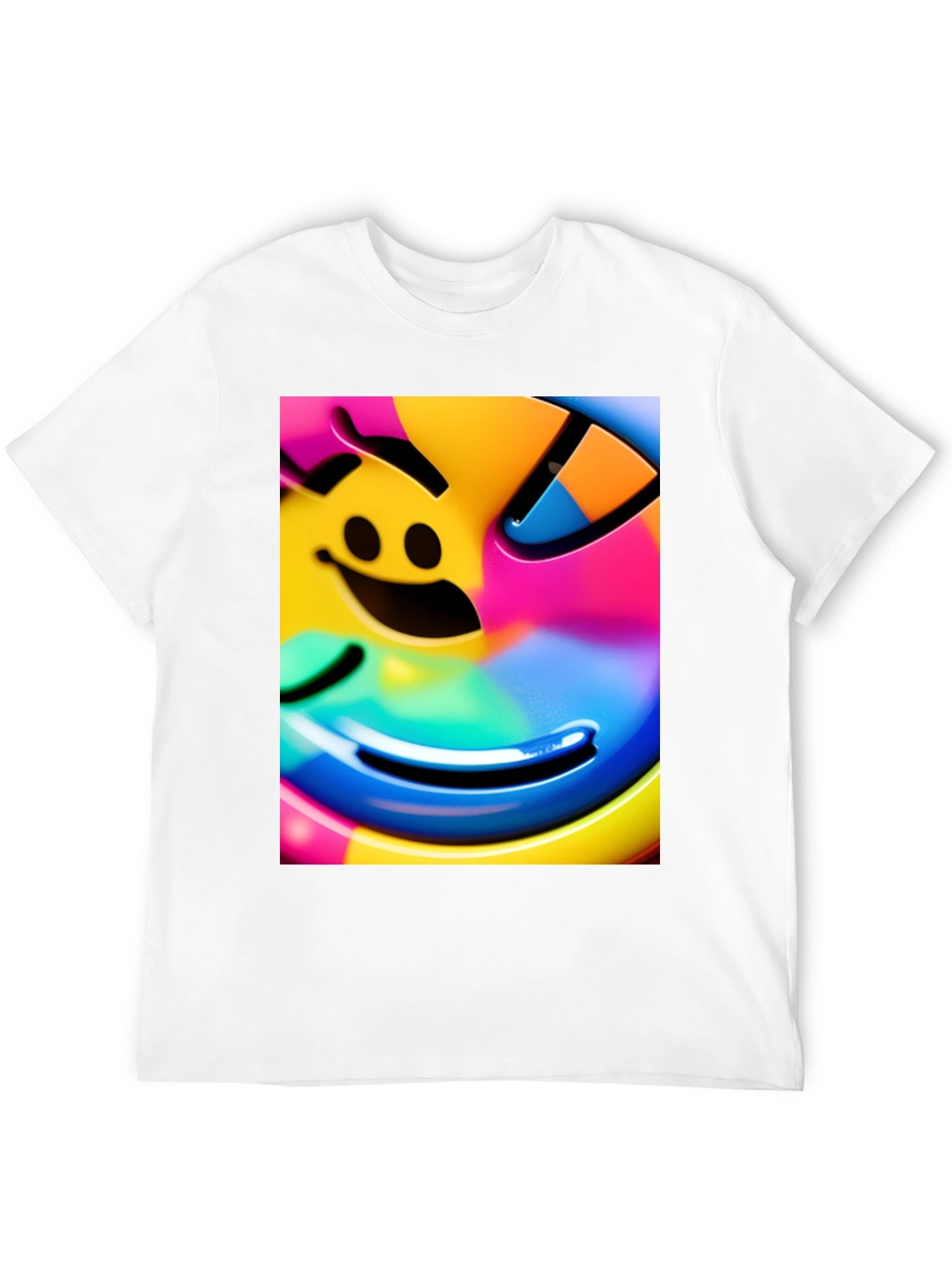 Vivid Smiley Face Graphic Tee - Black