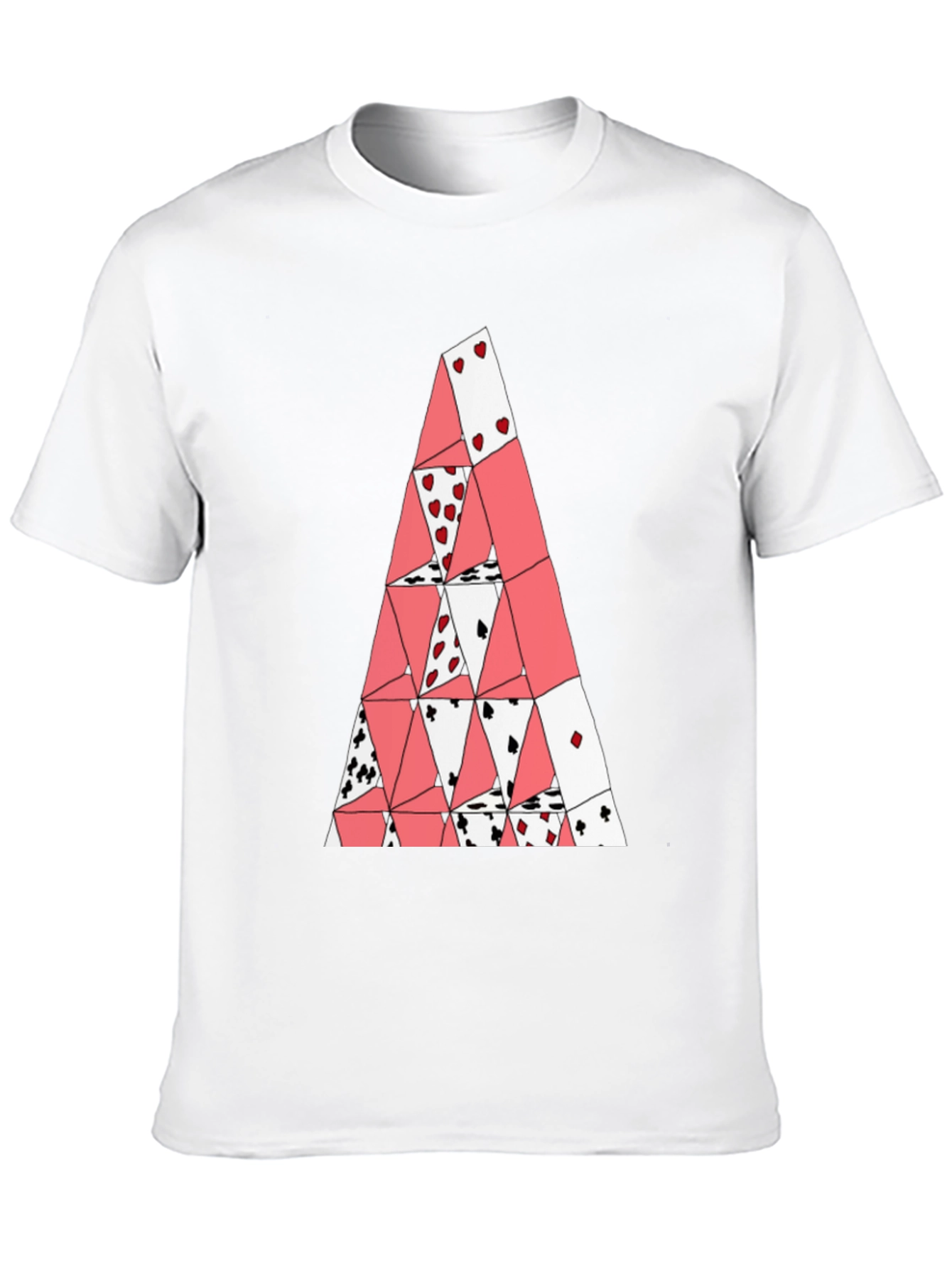 Card House Tee - Graphic Print Black T-Shirt