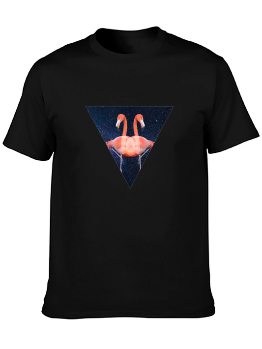 Flamingo Triangle Graphic Black T-Shirt