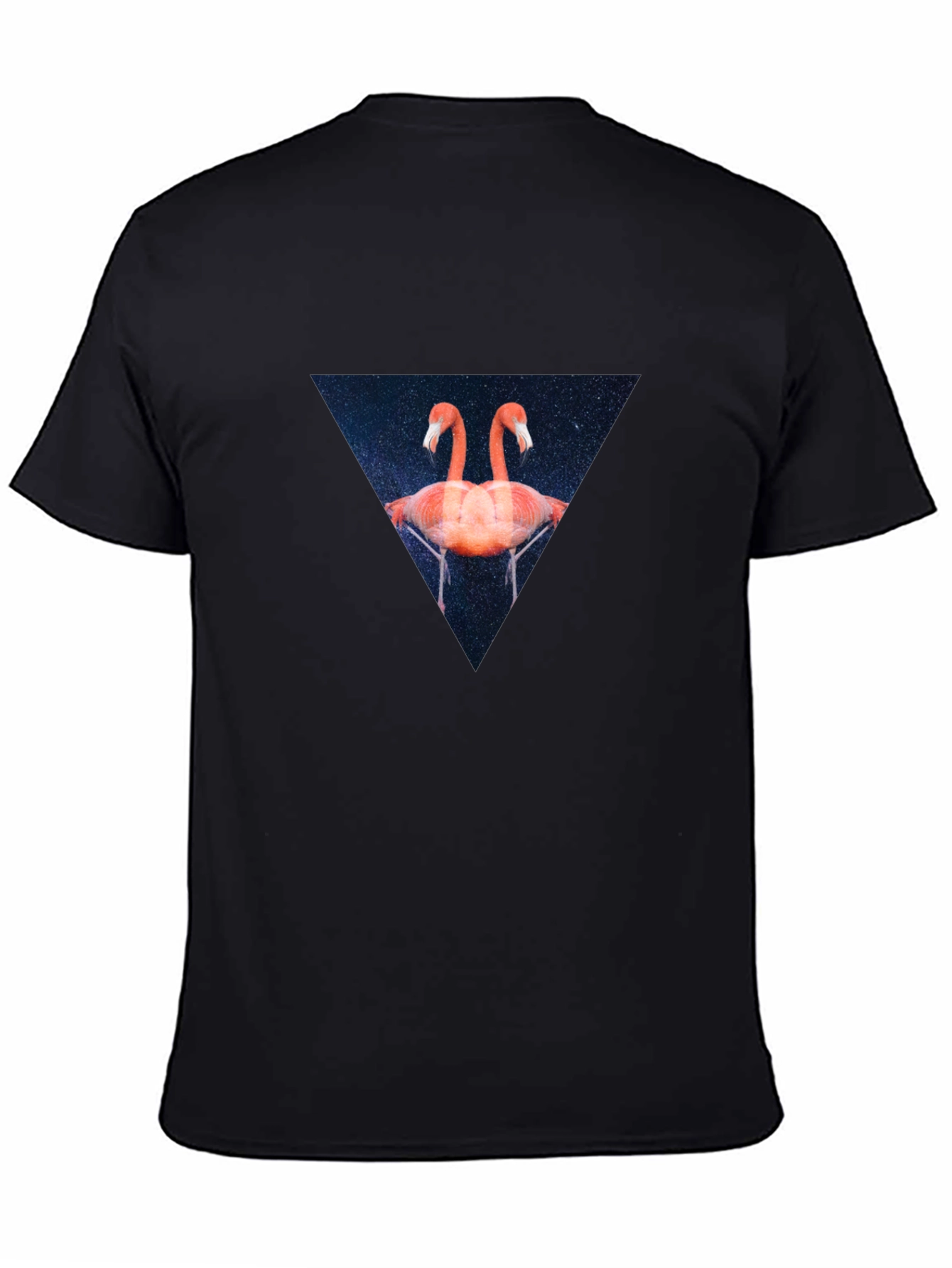 Flamingo Triangle Graphic Black T-Shirt