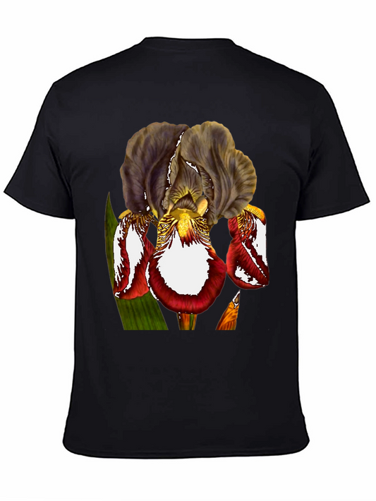 Floral Iris Graphic Tee - Stylish Mens Black T-Shirt