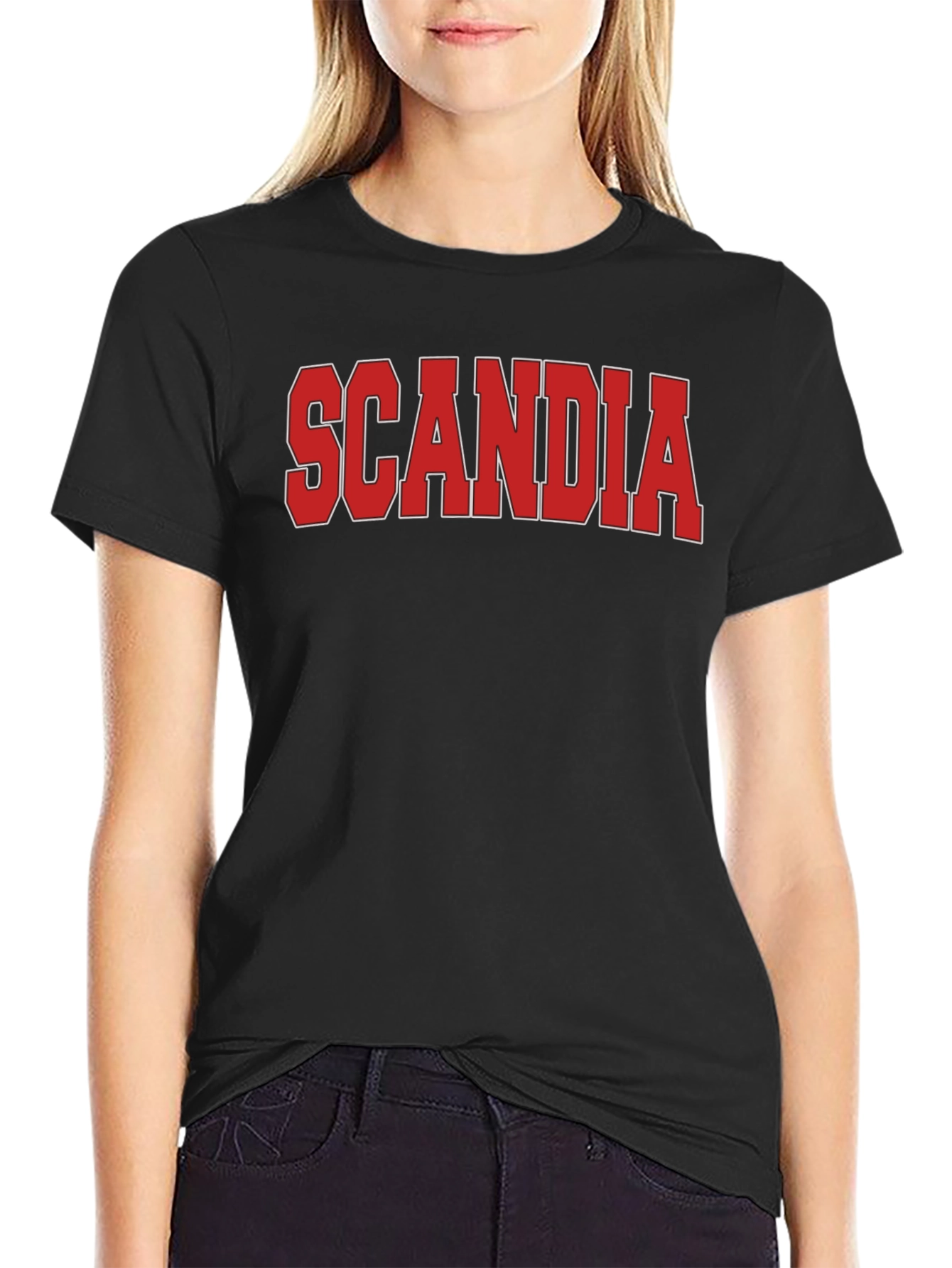 Scandia Graphic Tee - Bold Red Print on Black