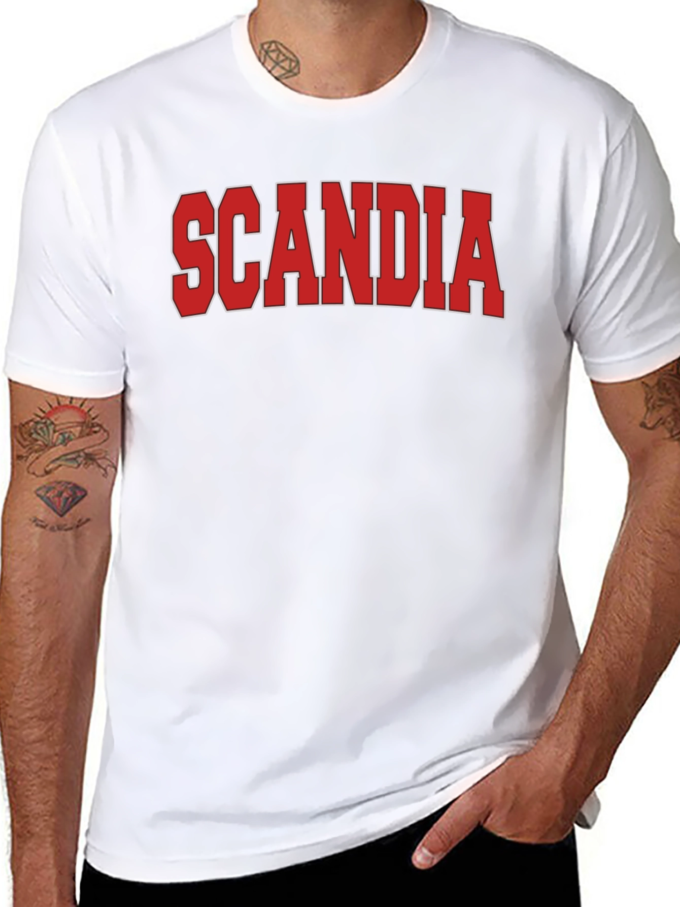 Scandia Graphic Tee - Bold Red Print on Black