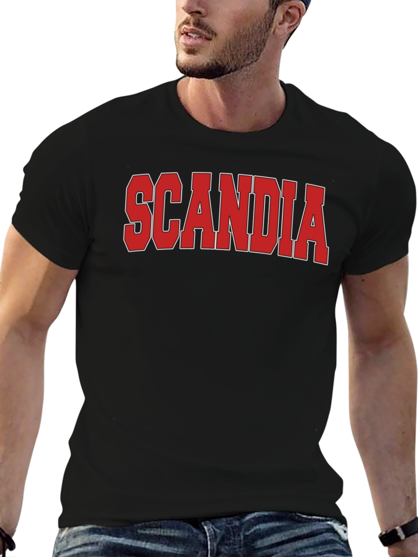 Scandia Graphic Tee - Bold Red Print on Black