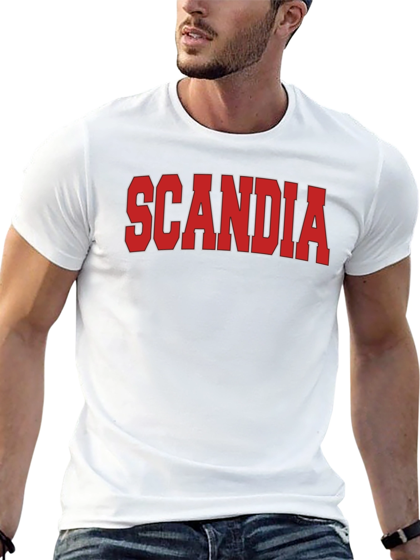 Scandia Graphic Tee - Bold Red Print on Black