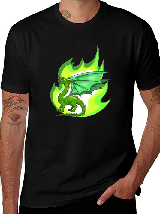 Green Dragon Fire Graphic T-Shirt