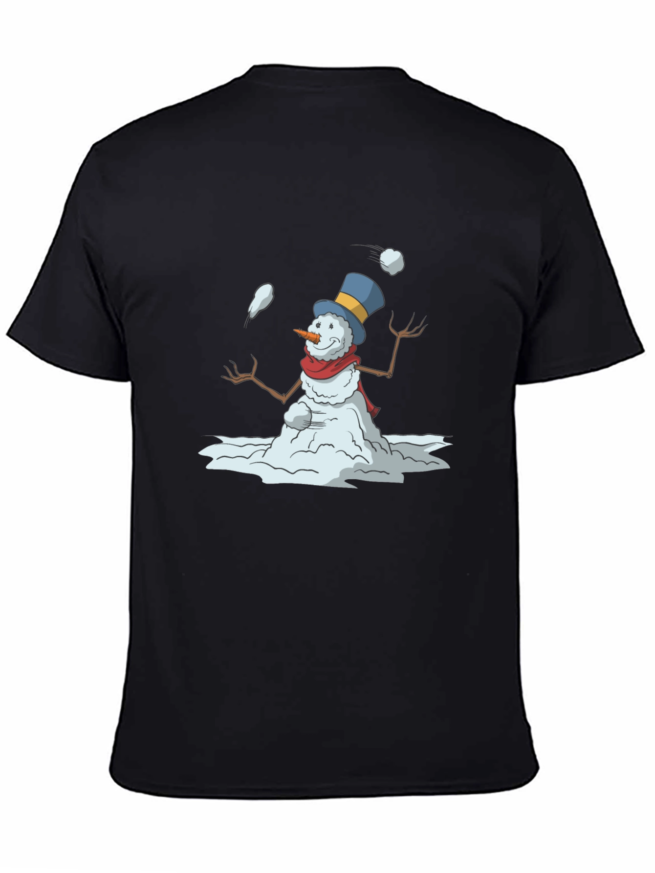 Snowman Juggling Black T-Shirt