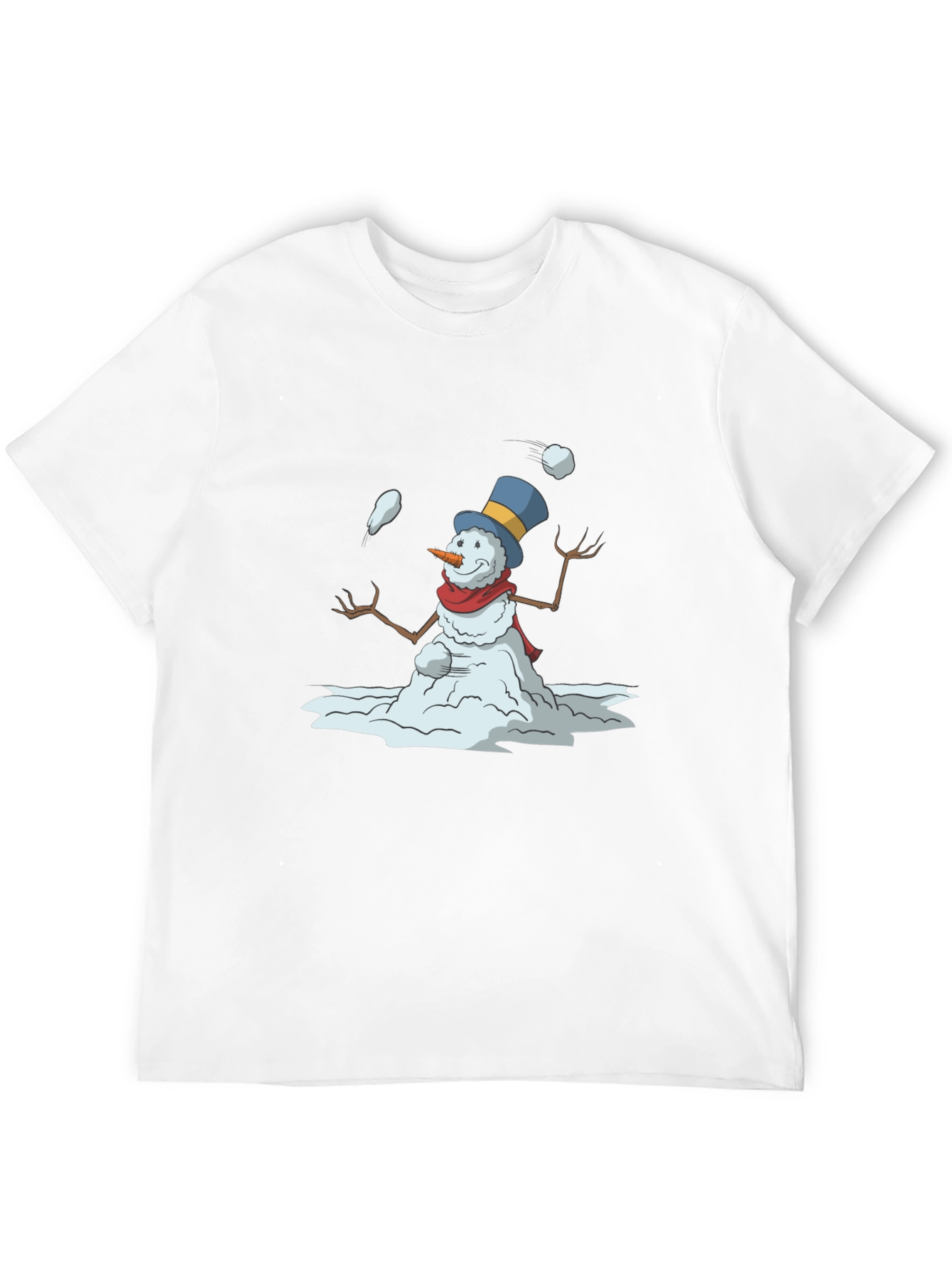 Snowman Juggling Black T-Shirt