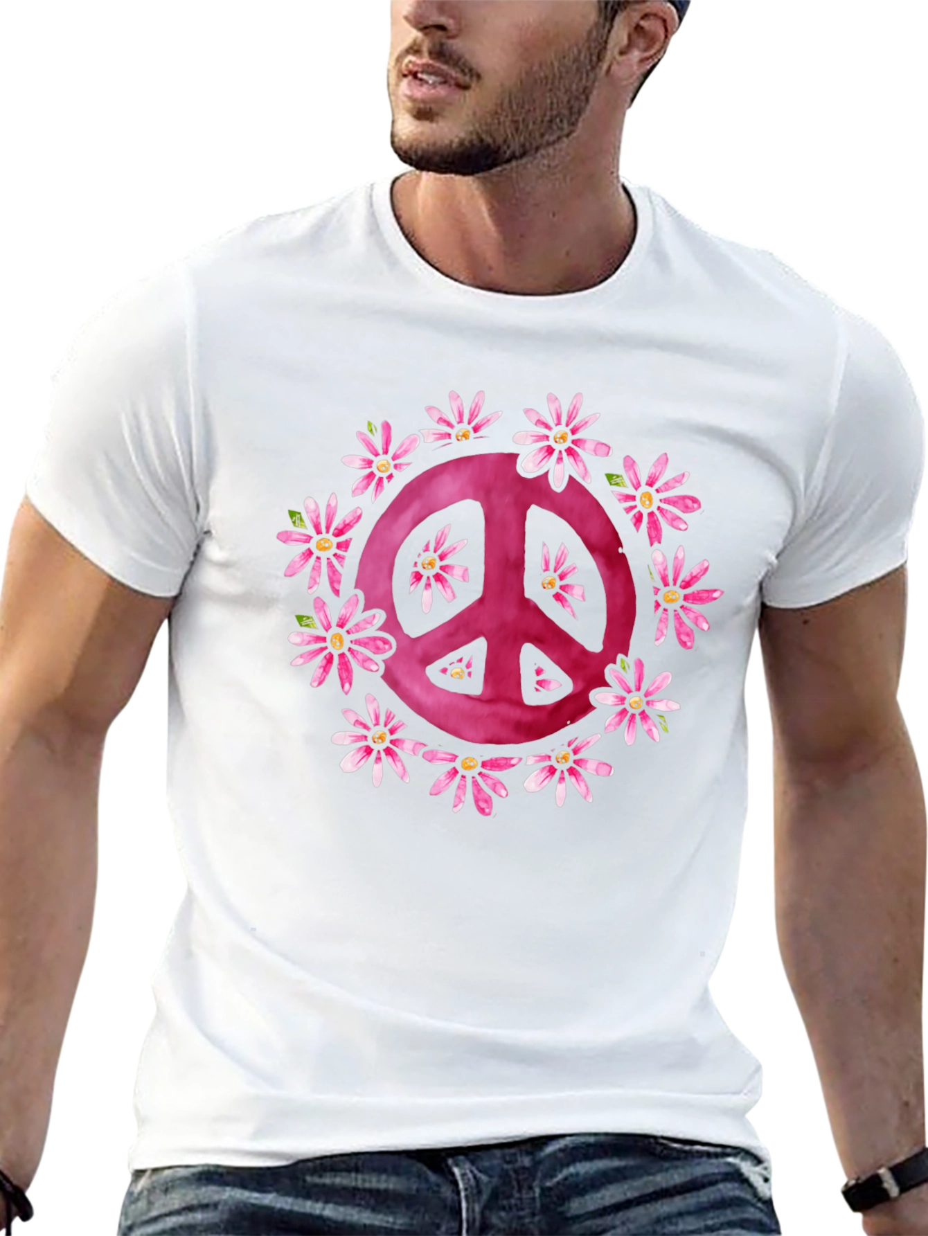 Peace Sign Flower Graphic T-Shirt