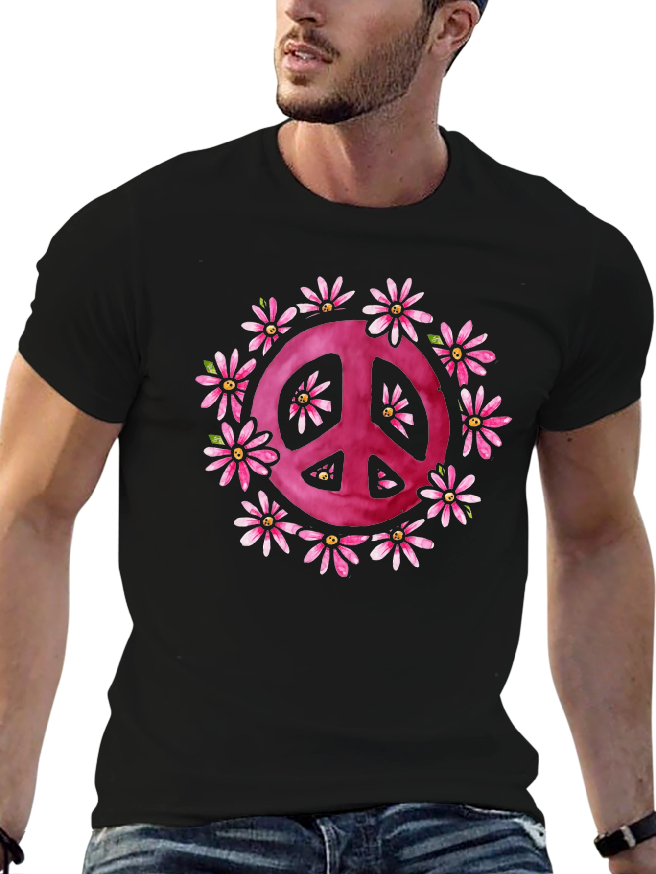 Peace Sign Flower Graphic T-Shirt