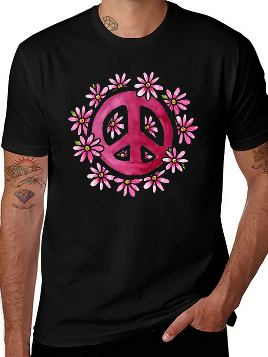 Peace Sign Flower Graphic T-Shirt