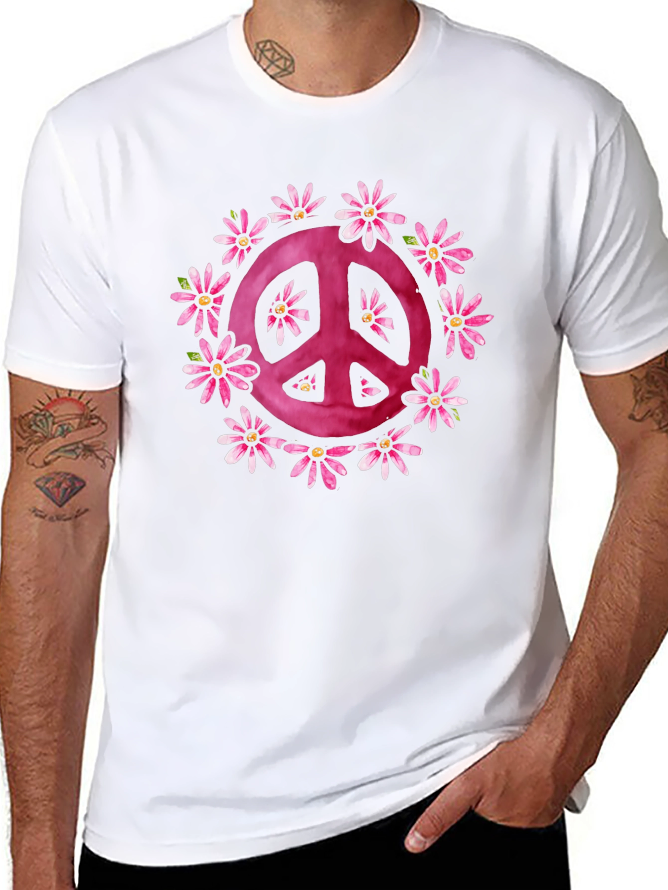 Peace Sign Flower Graphic T-Shirt