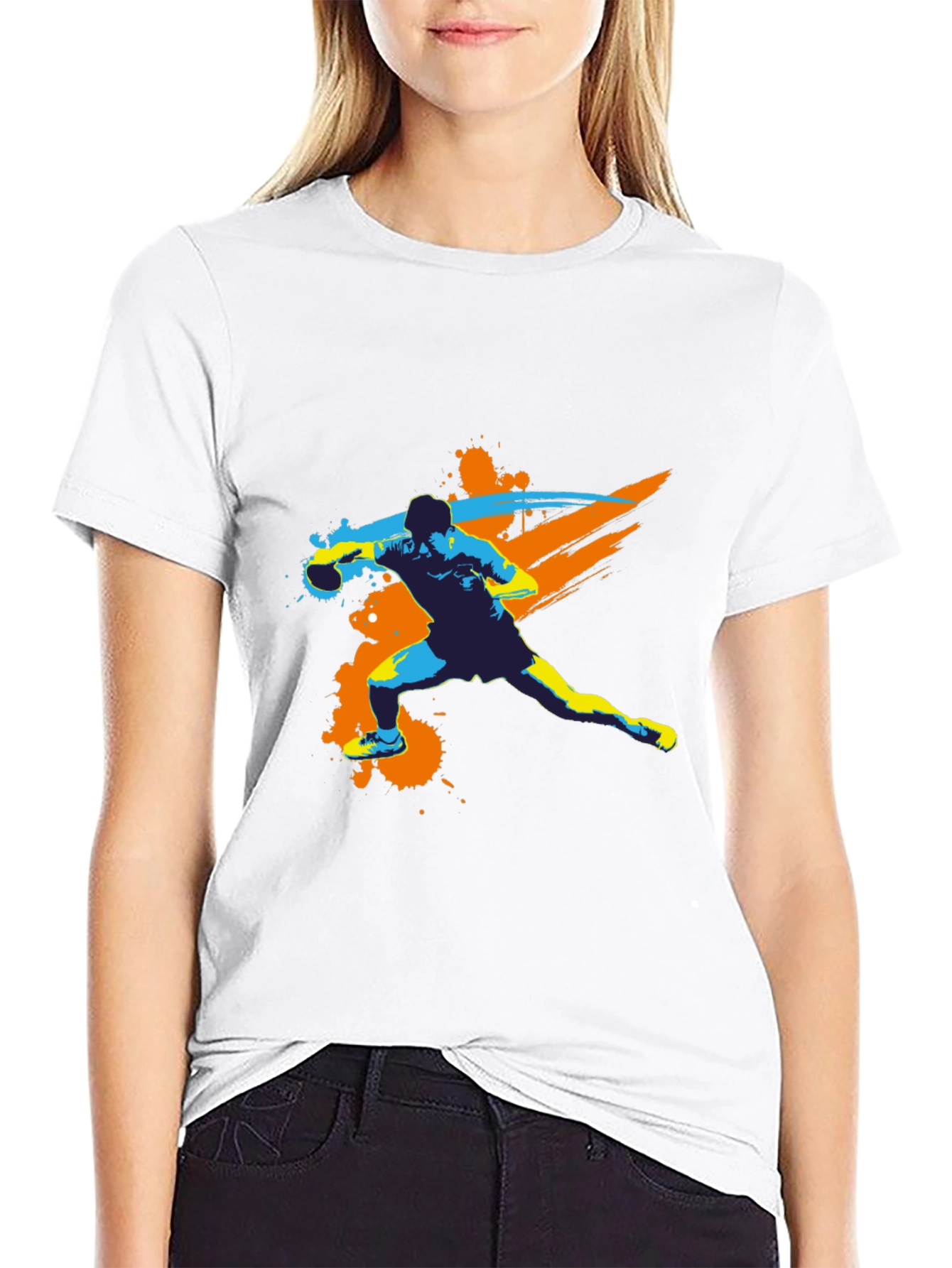 Dynamic Football Player Graphic Tee - Black