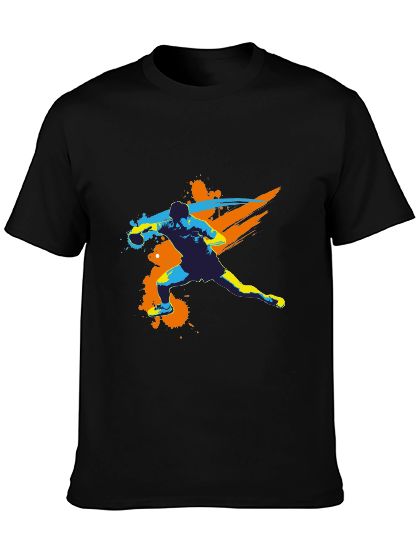 Dynamic Football Player Graphic Tee - Black
