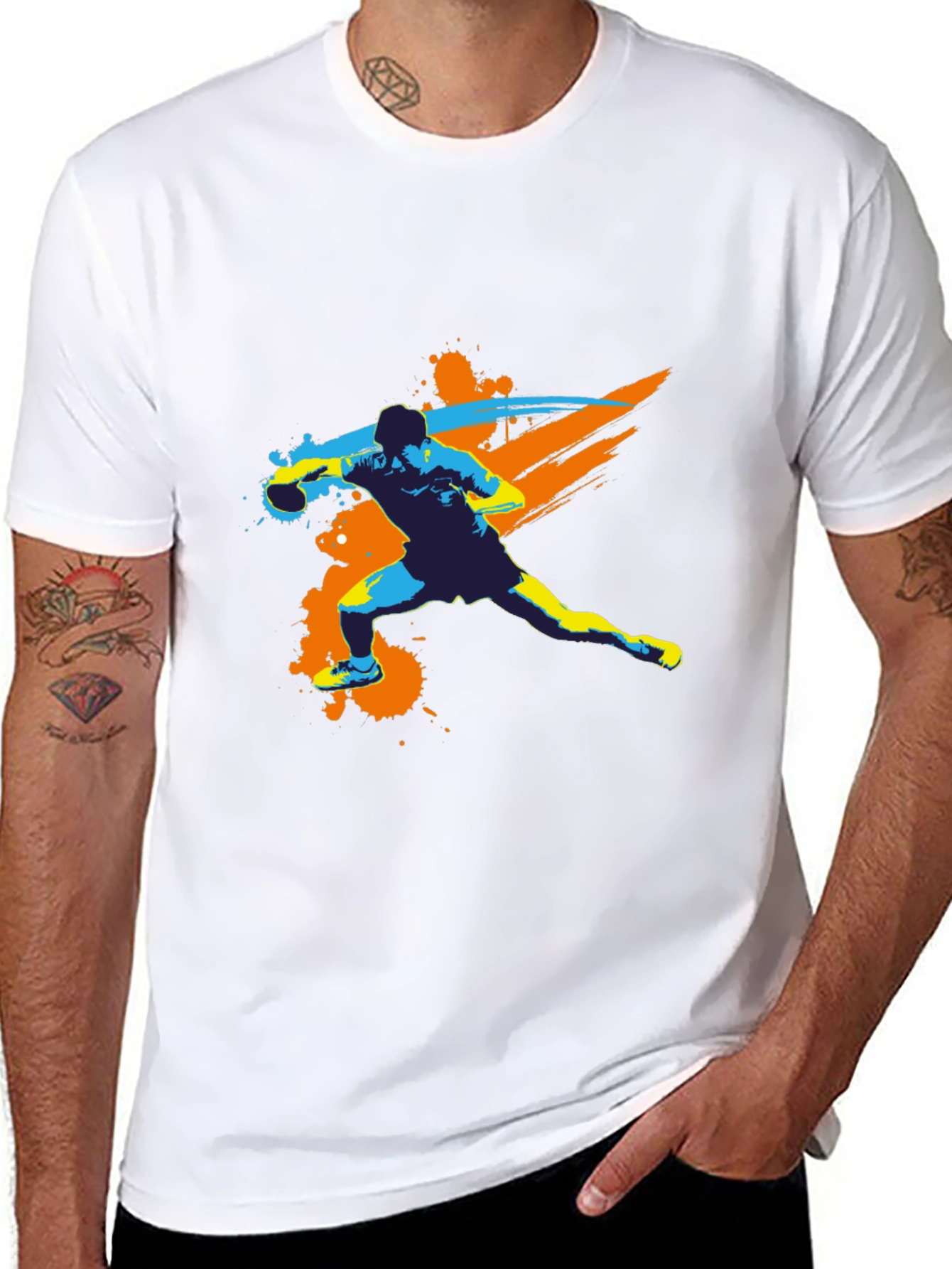 Dynamic Football Player Graphic Tee - Black
