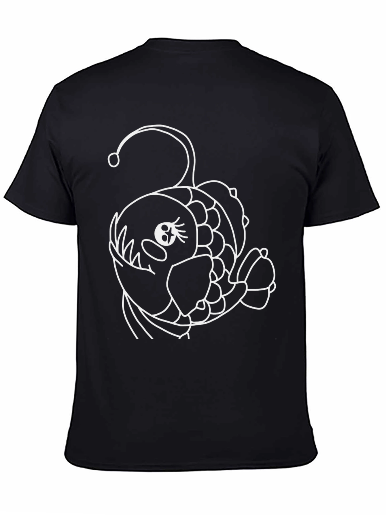 Angler Fish Graphic Tee - Black Cotton T-Shirt