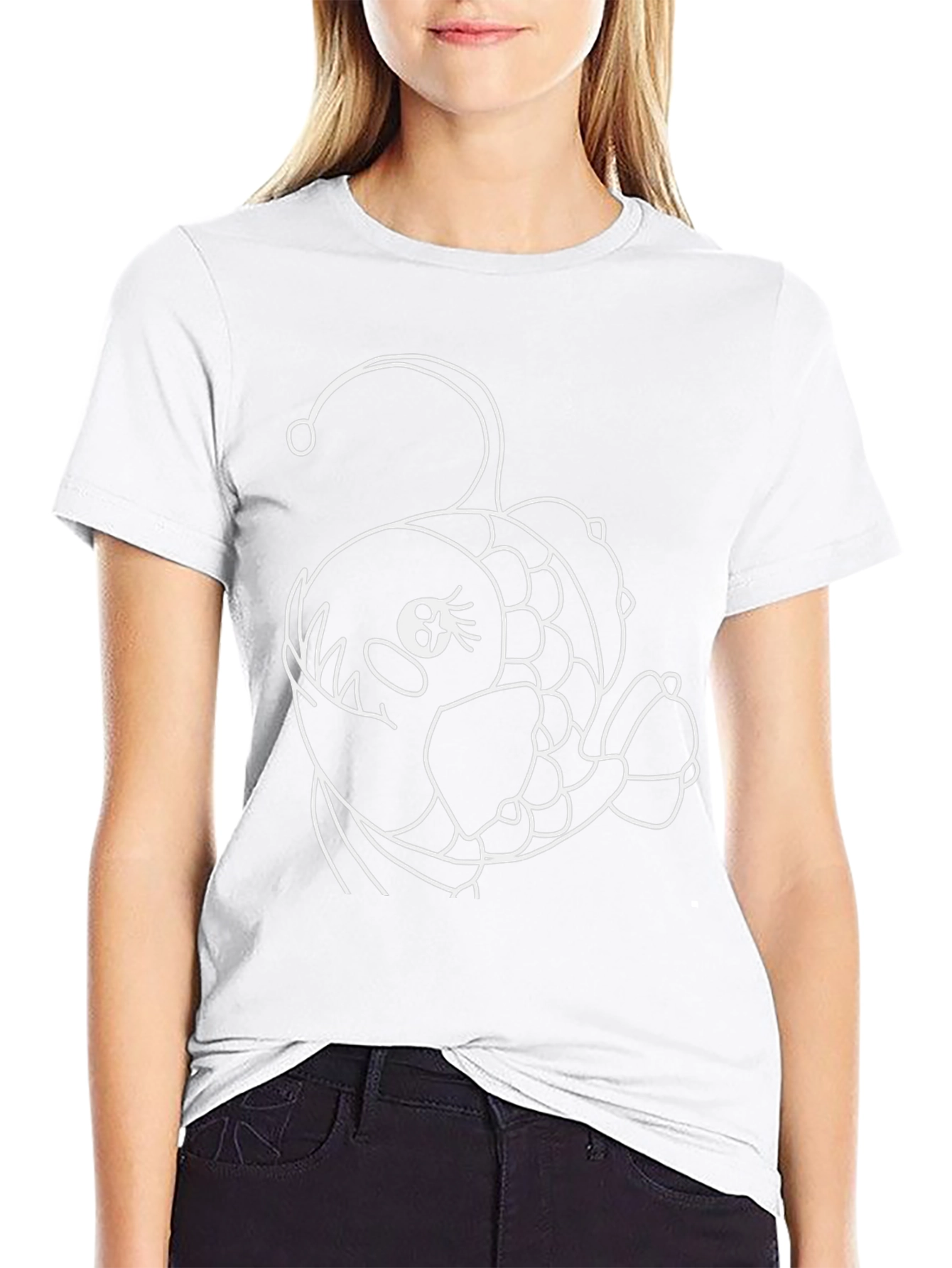 Angler Fish Graphic Tee - Black Cotton T-Shirt