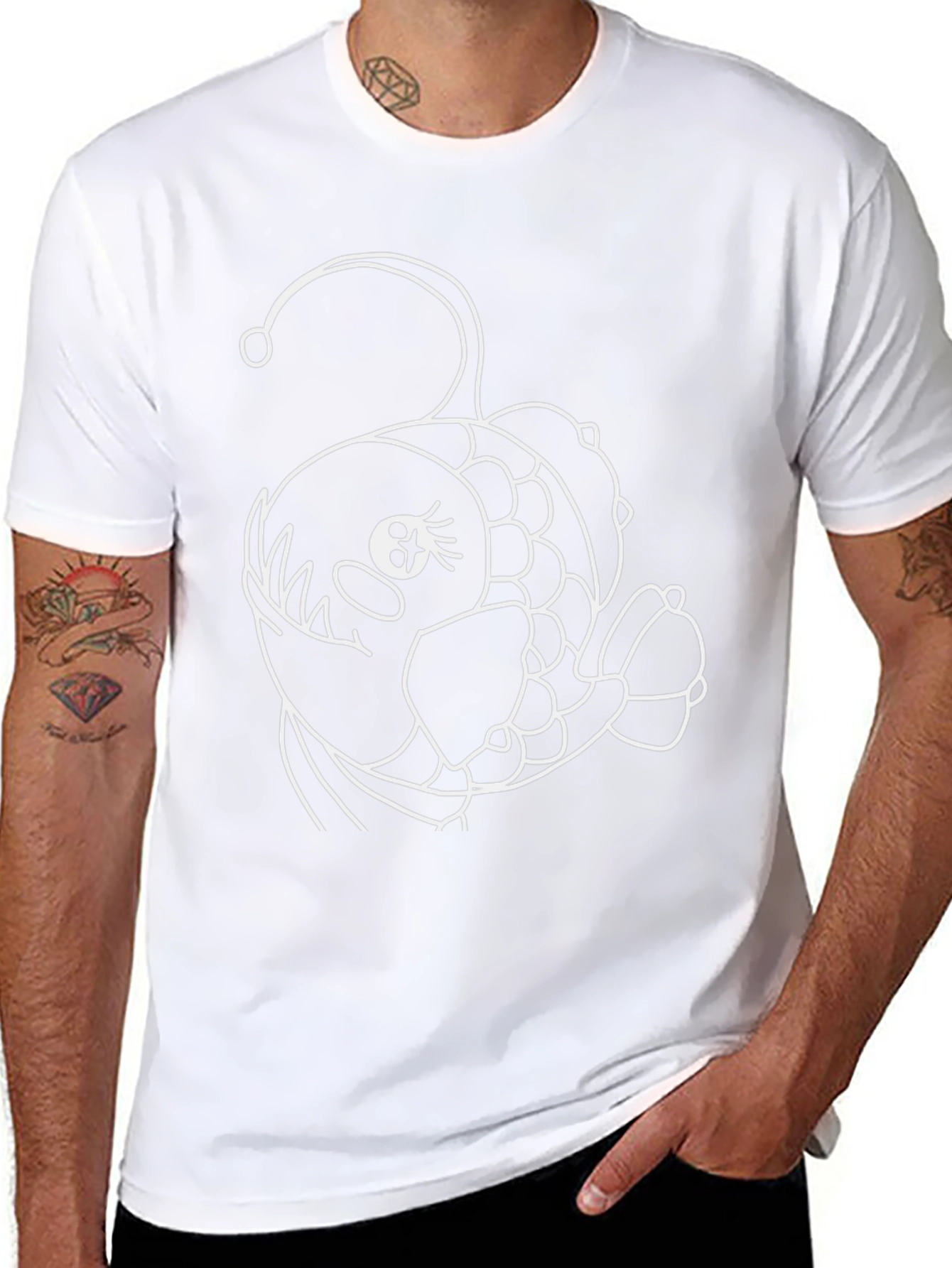 Angler Fish Graphic Tee - Black Cotton T-Shirt