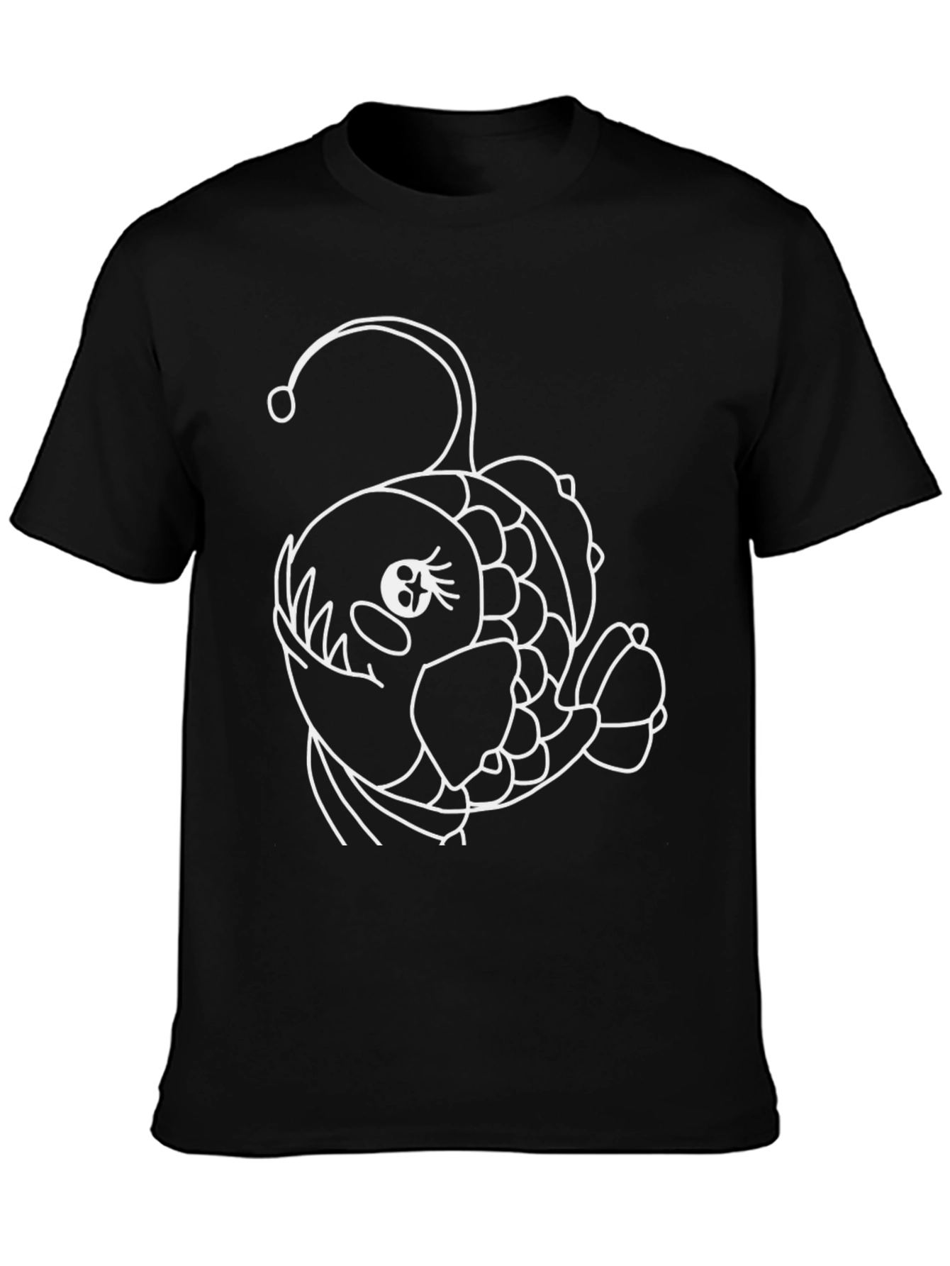 Angler Fish Graphic Tee - Black Cotton T-Shirt
