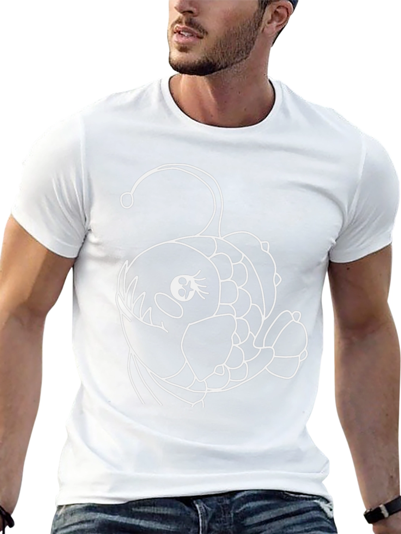 Angler Fish Graphic Tee - Black Cotton T-Shirt