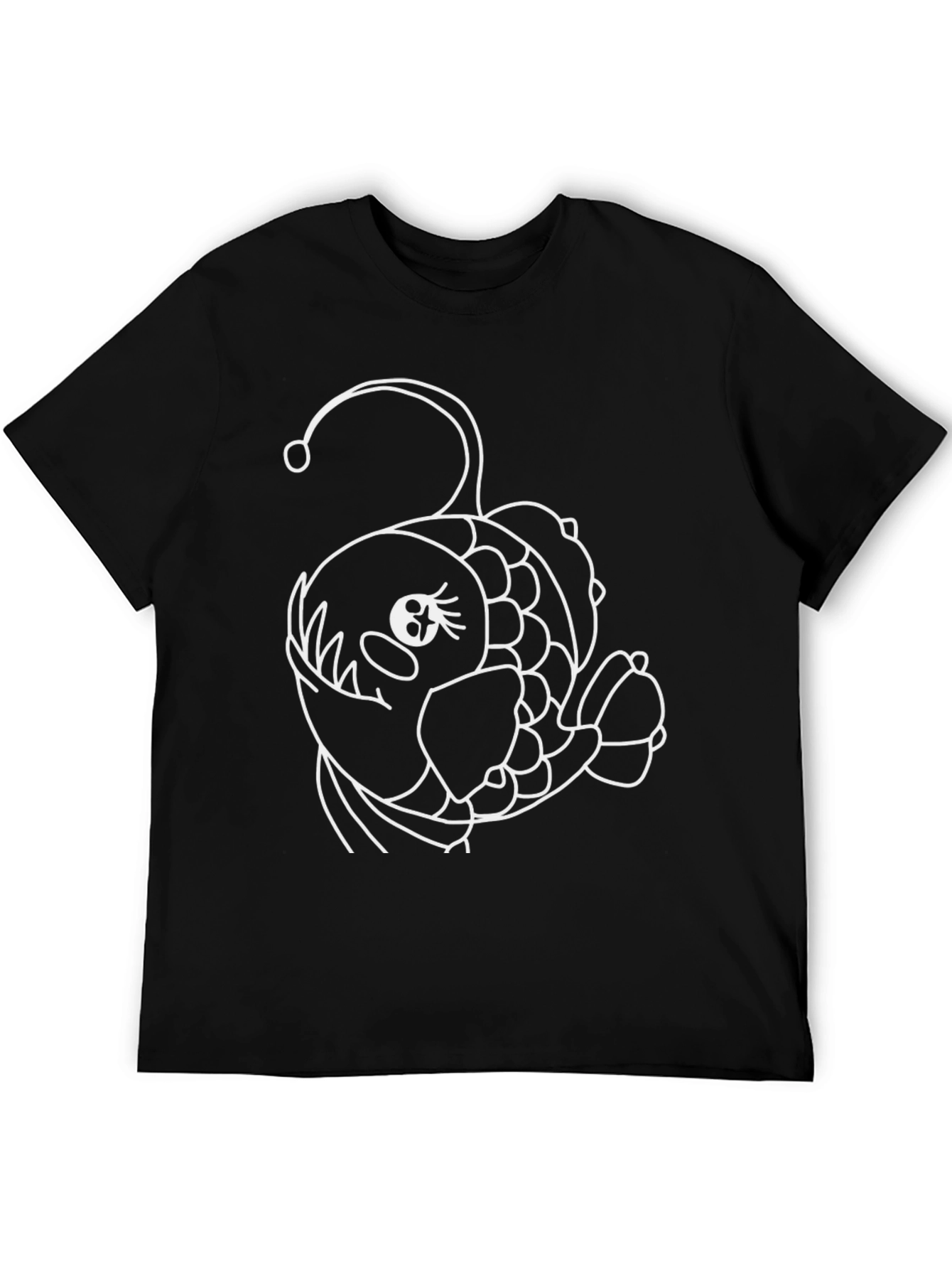 Angler Fish Graphic Tee - Black Cotton T-Shirt