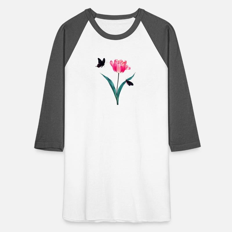 Beautiful Pink Tulip with Butterflies.