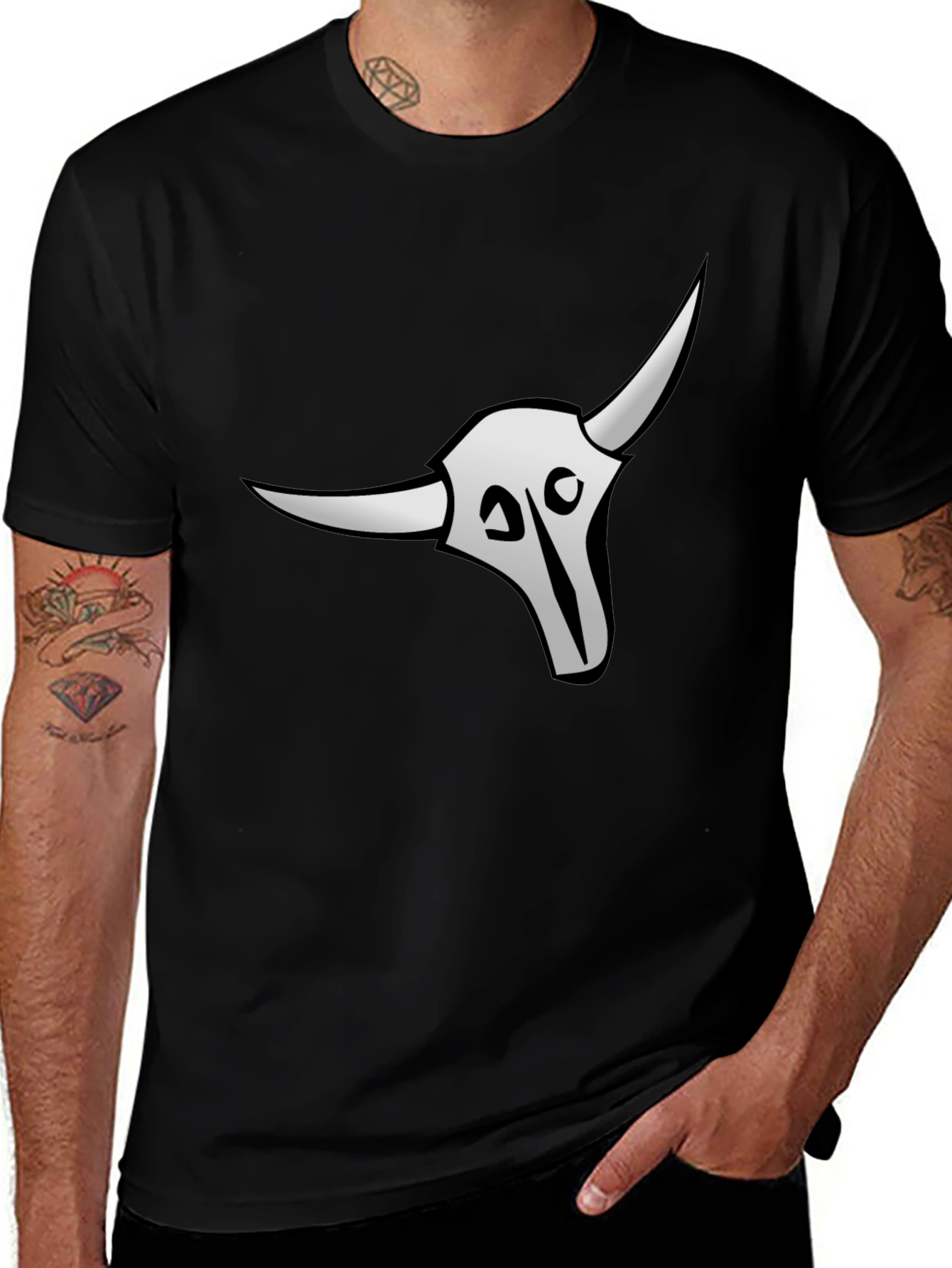 Skull Bull T-Shirt - Premium Black Cotton Tee