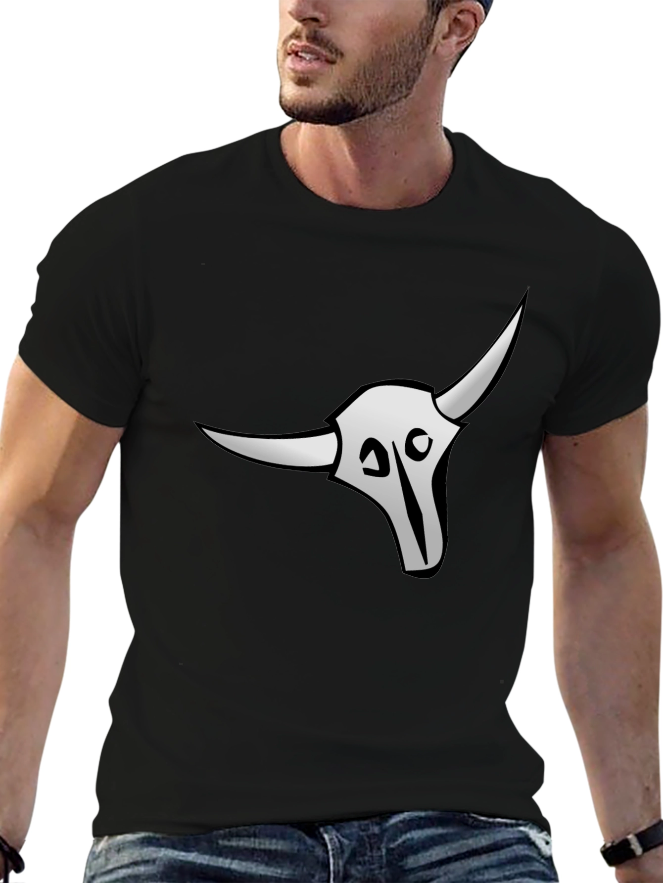 Skull Bull T-Shirt - Premium Black Cotton Tee