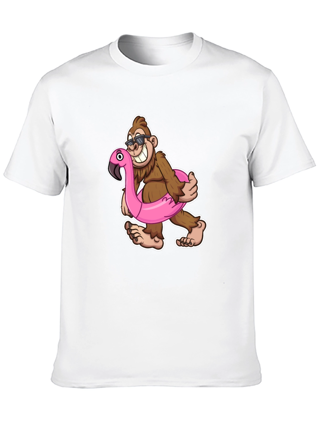 Fun Bigfoot T-Shirt with Flamingo Float