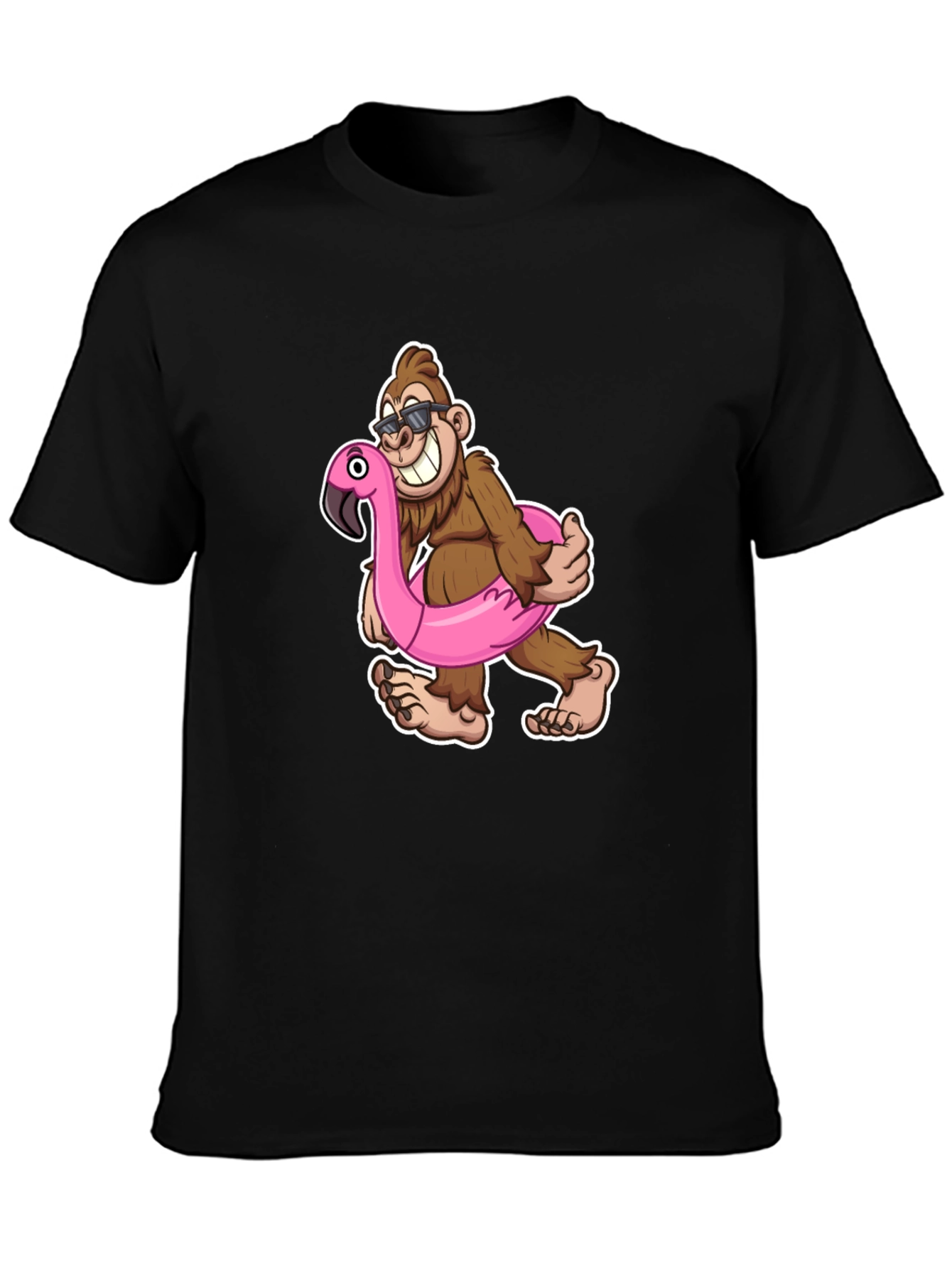 Fun Bigfoot T-Shirt with Flamingo Float