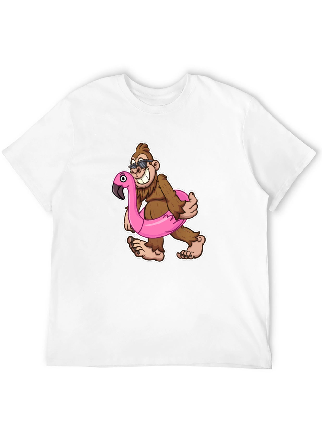 Fun Bigfoot T-Shirt with Flamingo Float