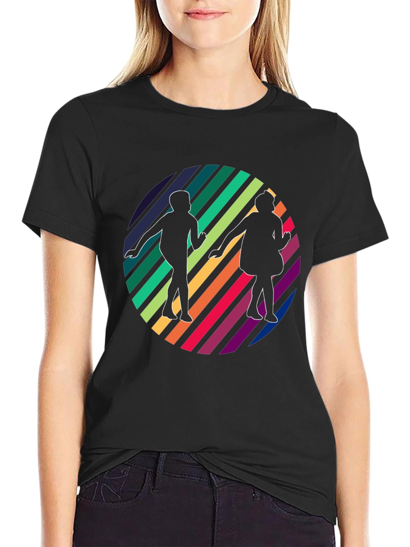 Retro Rainbow Dance Silhouette Tee