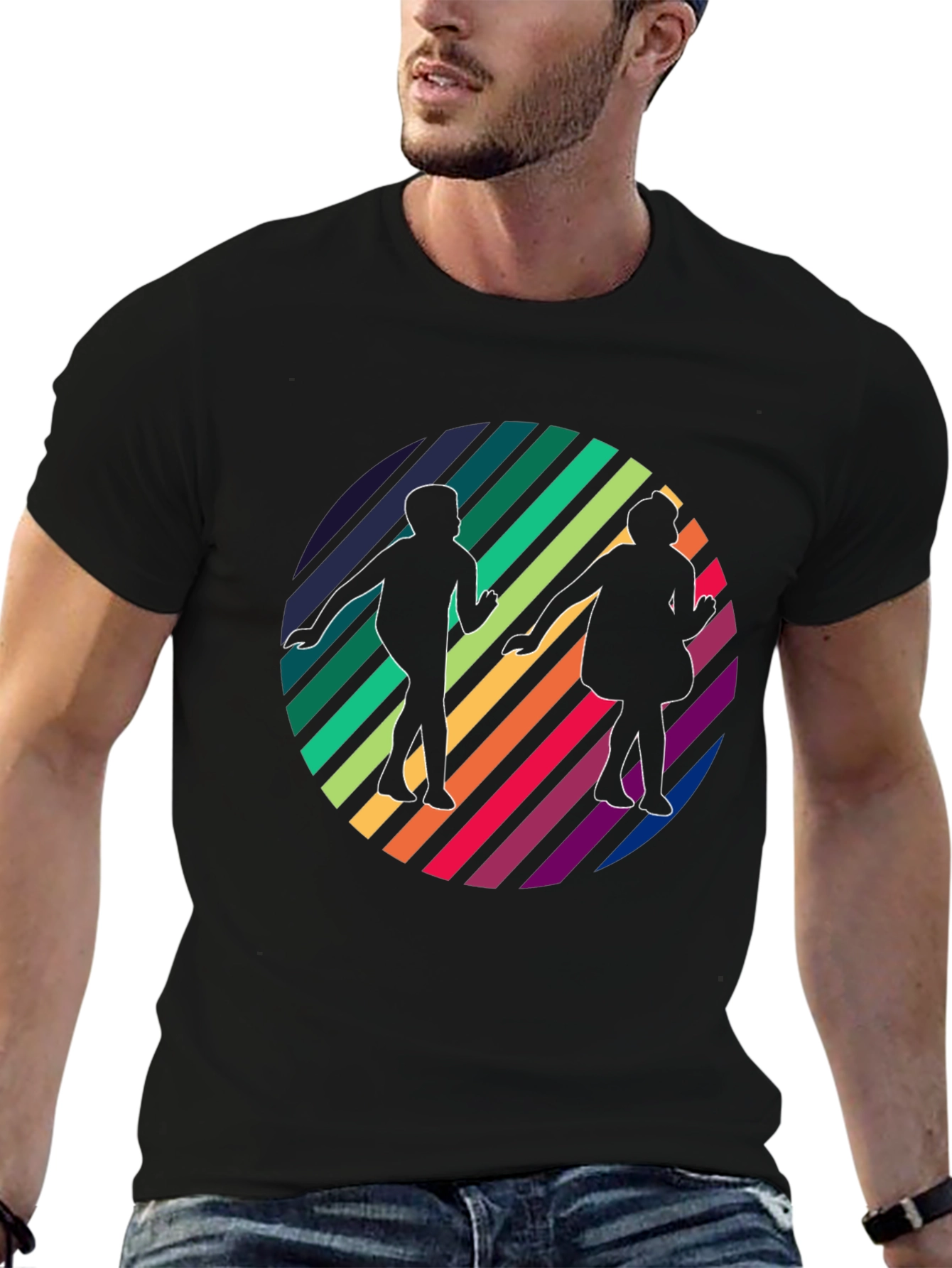 Retro Rainbow Dance Silhouette Tee