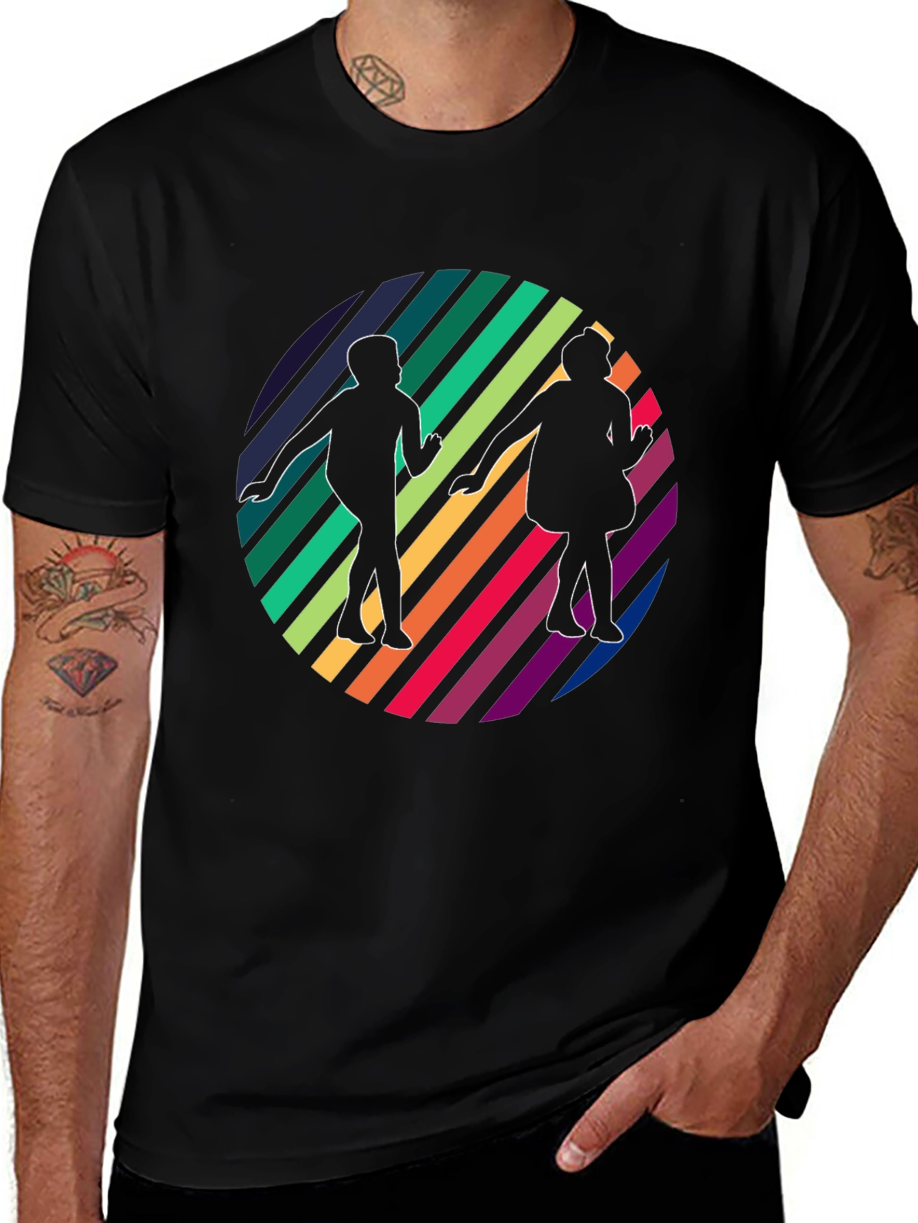 Retro Rainbow Dance Silhouette Tee