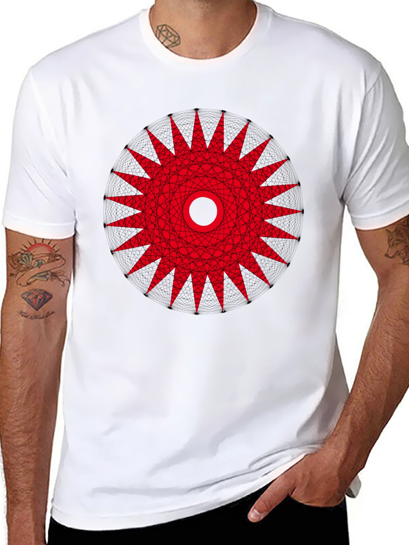 Geometric Mandala Graphic Tee - Black