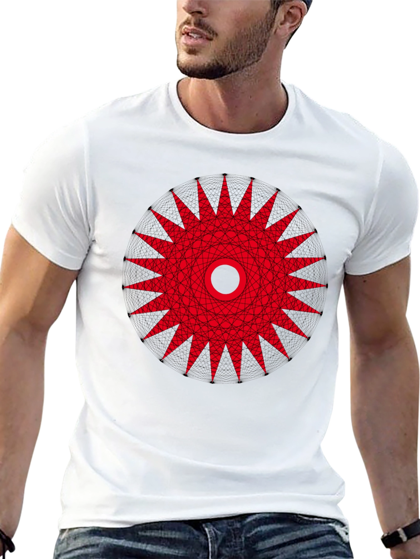 Geometric Mandala Graphic Tee - Black