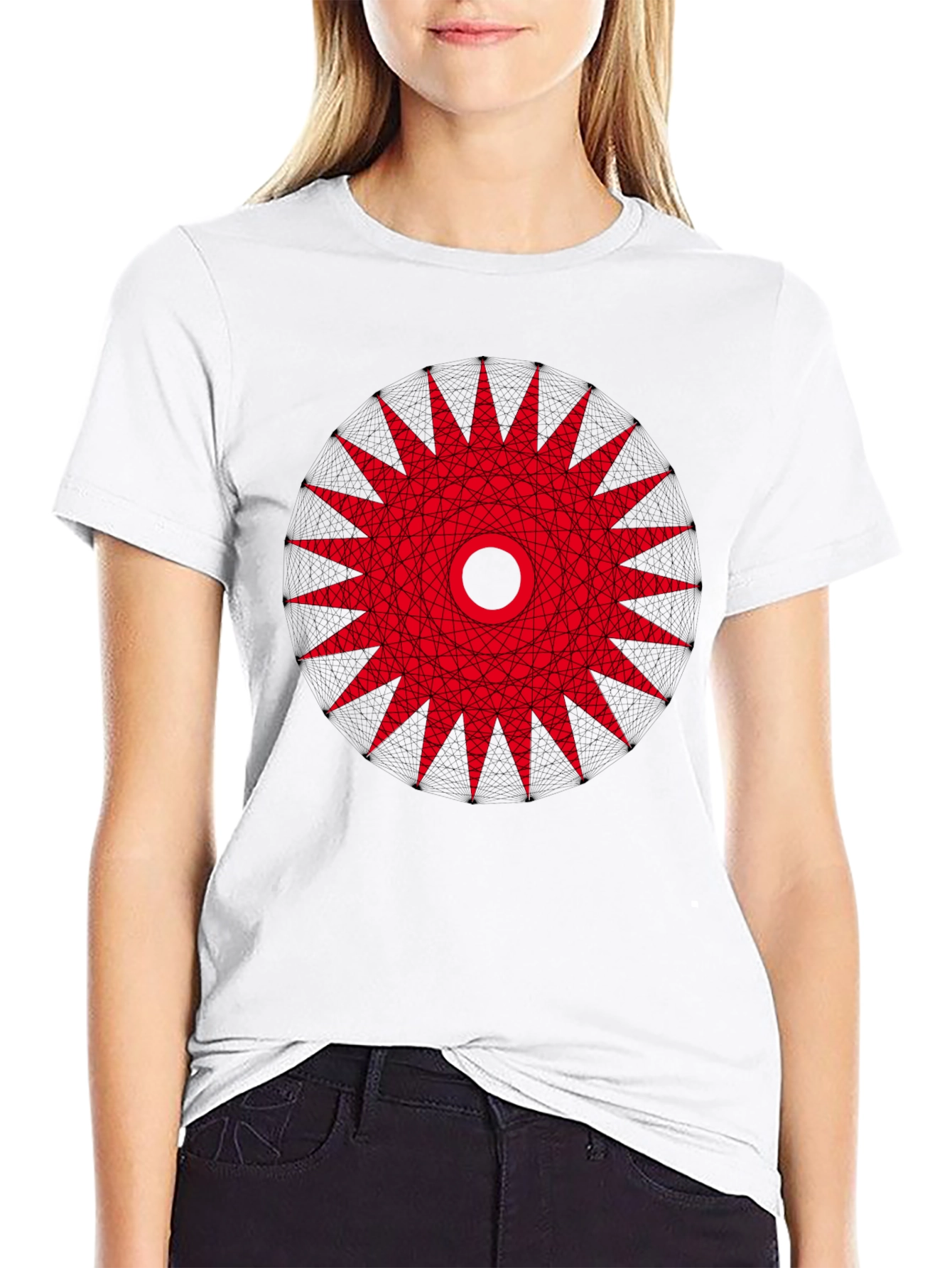 Geometric Mandala Graphic Tee - Black