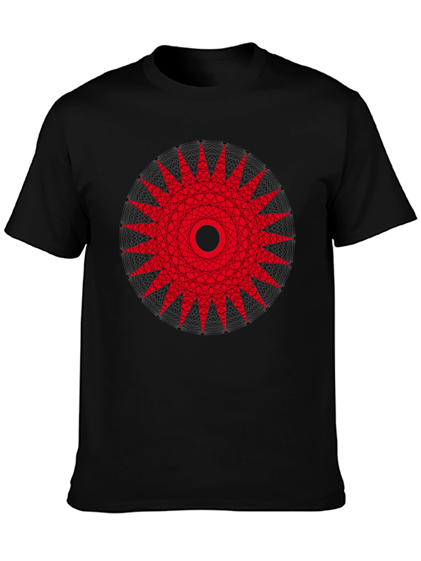 Geometric Mandala Graphic Tee - Black