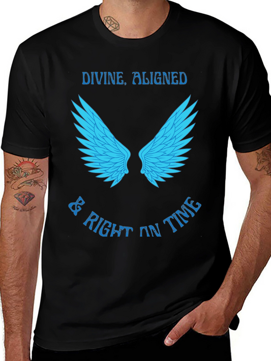 Divine Aligned Wings Graphic Tee - Stylish Mens T-Shirt