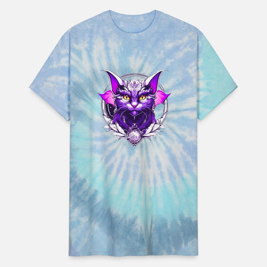 Black White purple Dragon Cat with wings the wizar