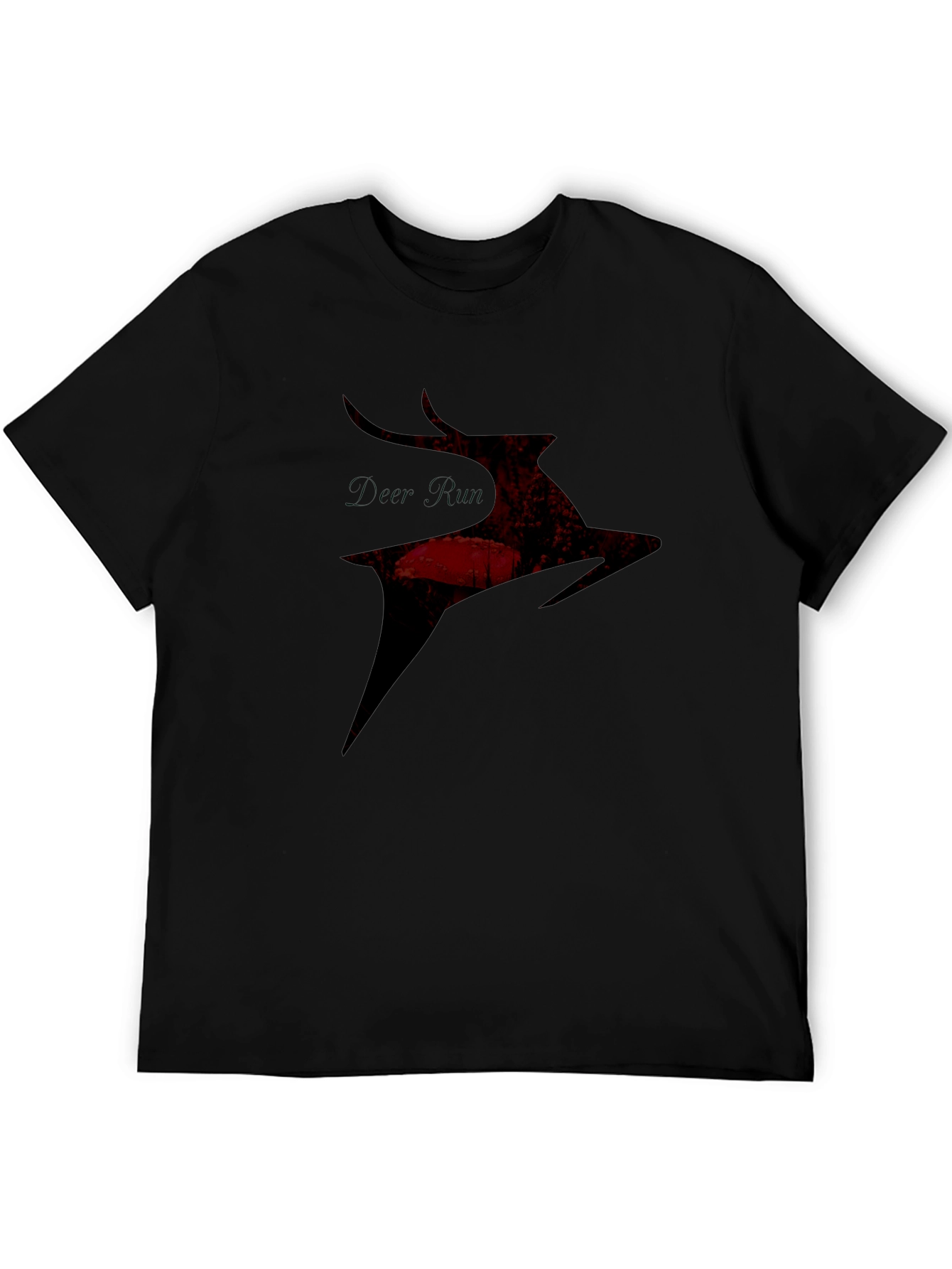 Deer Silhouette Graphic Tee - Black Casual T-Shirt
