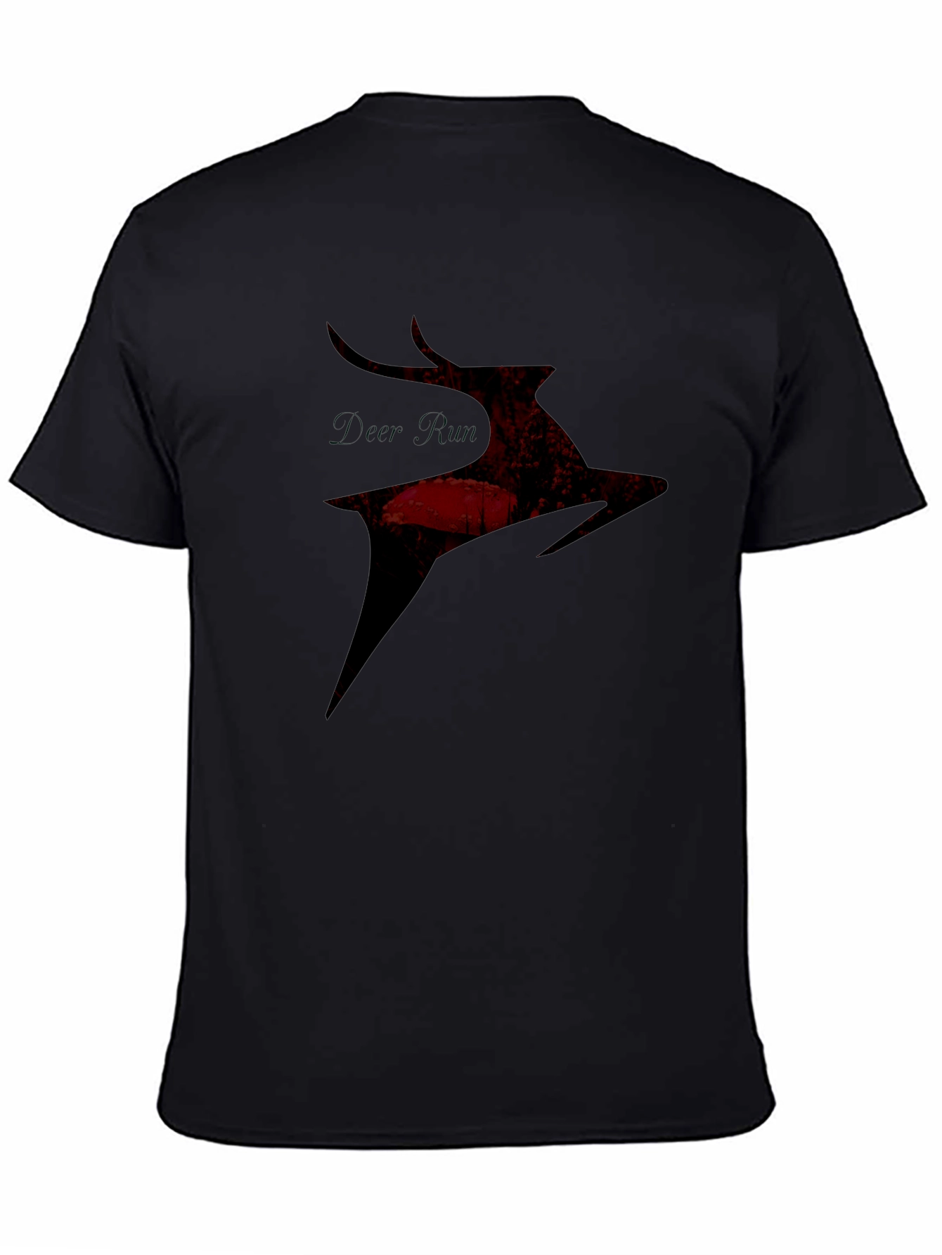 Deer Silhouette Graphic Tee - Black Casual T-Shirt