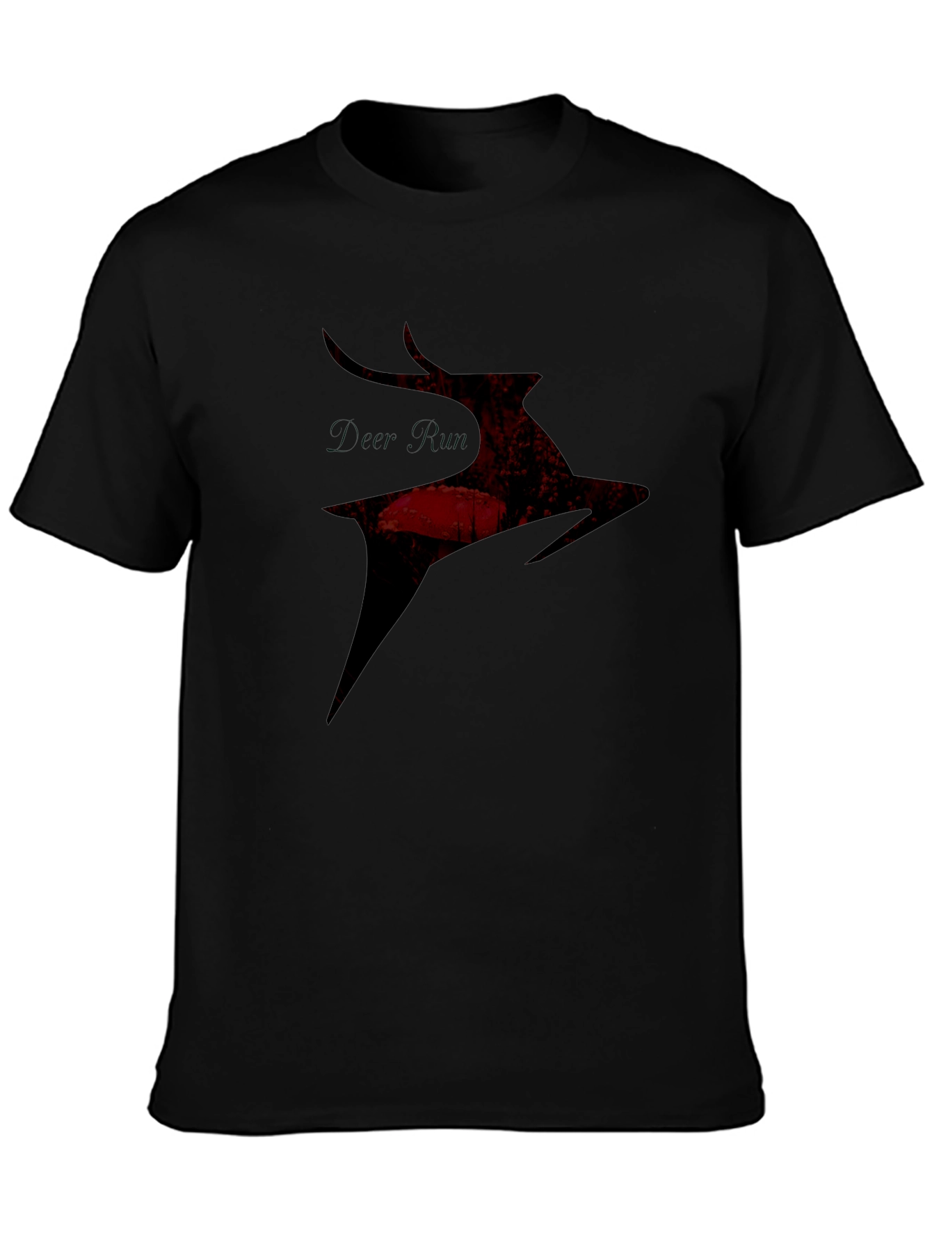 Deer Silhouette Graphic Tee - Black Casual T-Shirt