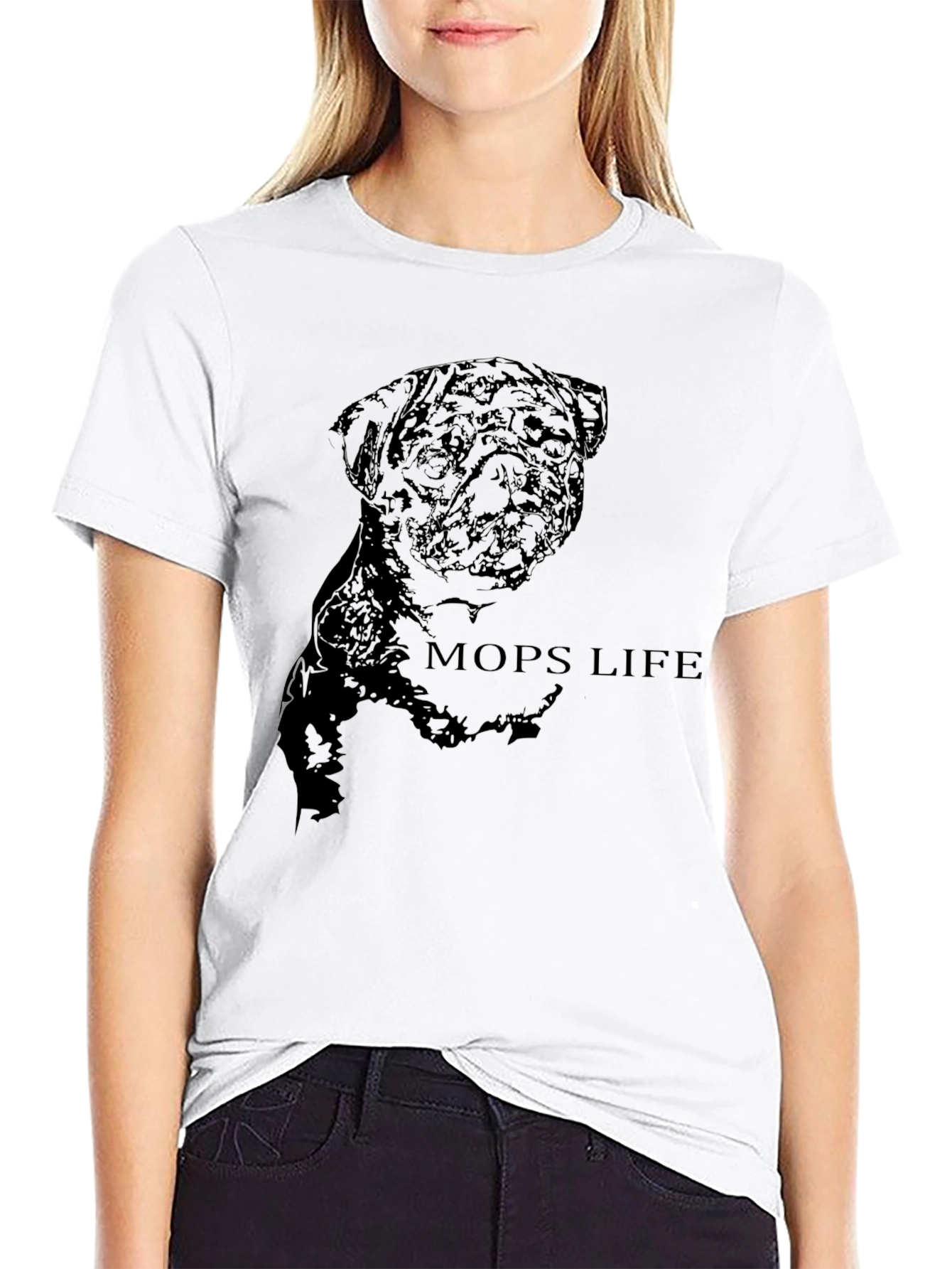 Mens Black Pug Life Graphic T-Shirt