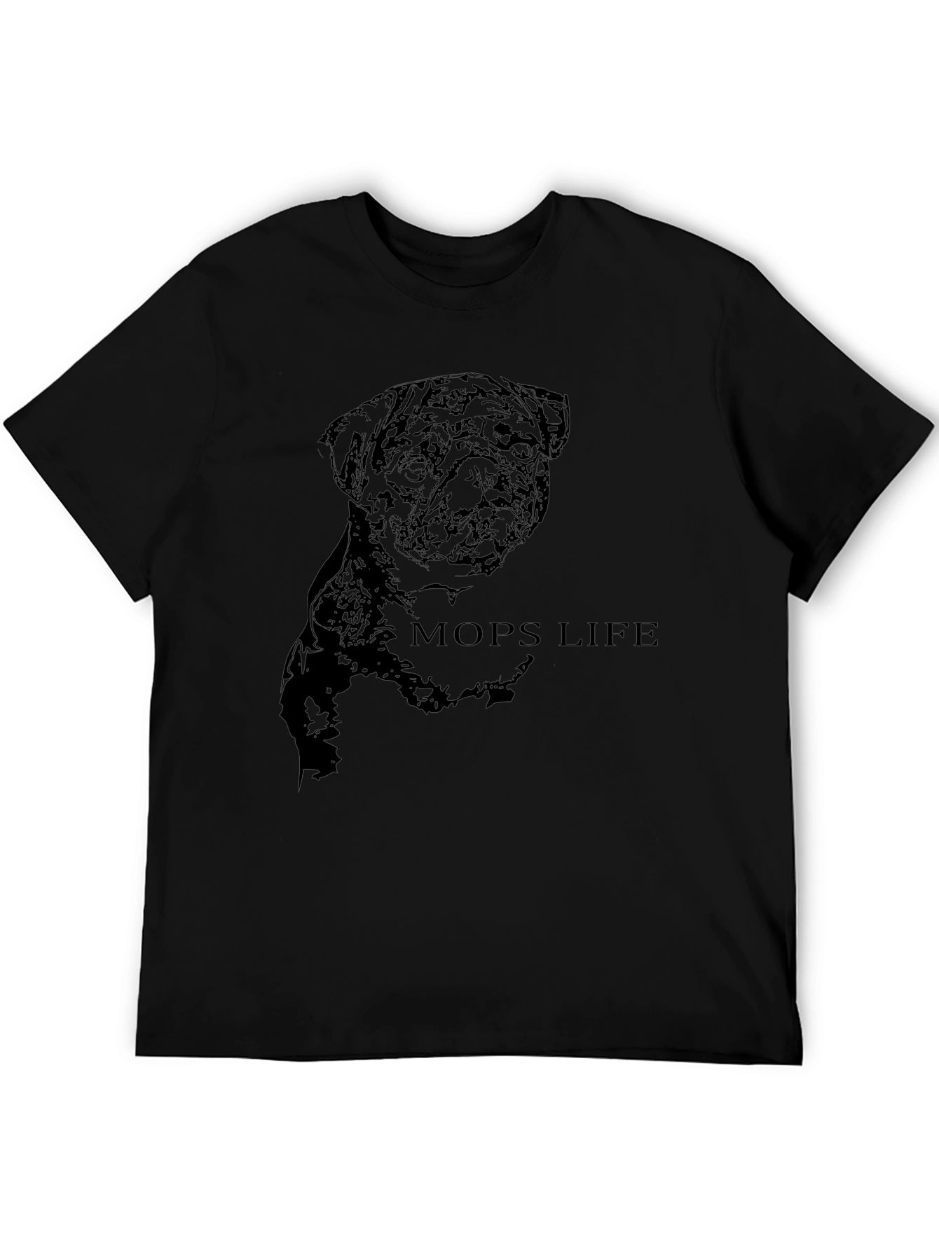Mens Black Pug Life Graphic T-Shirt