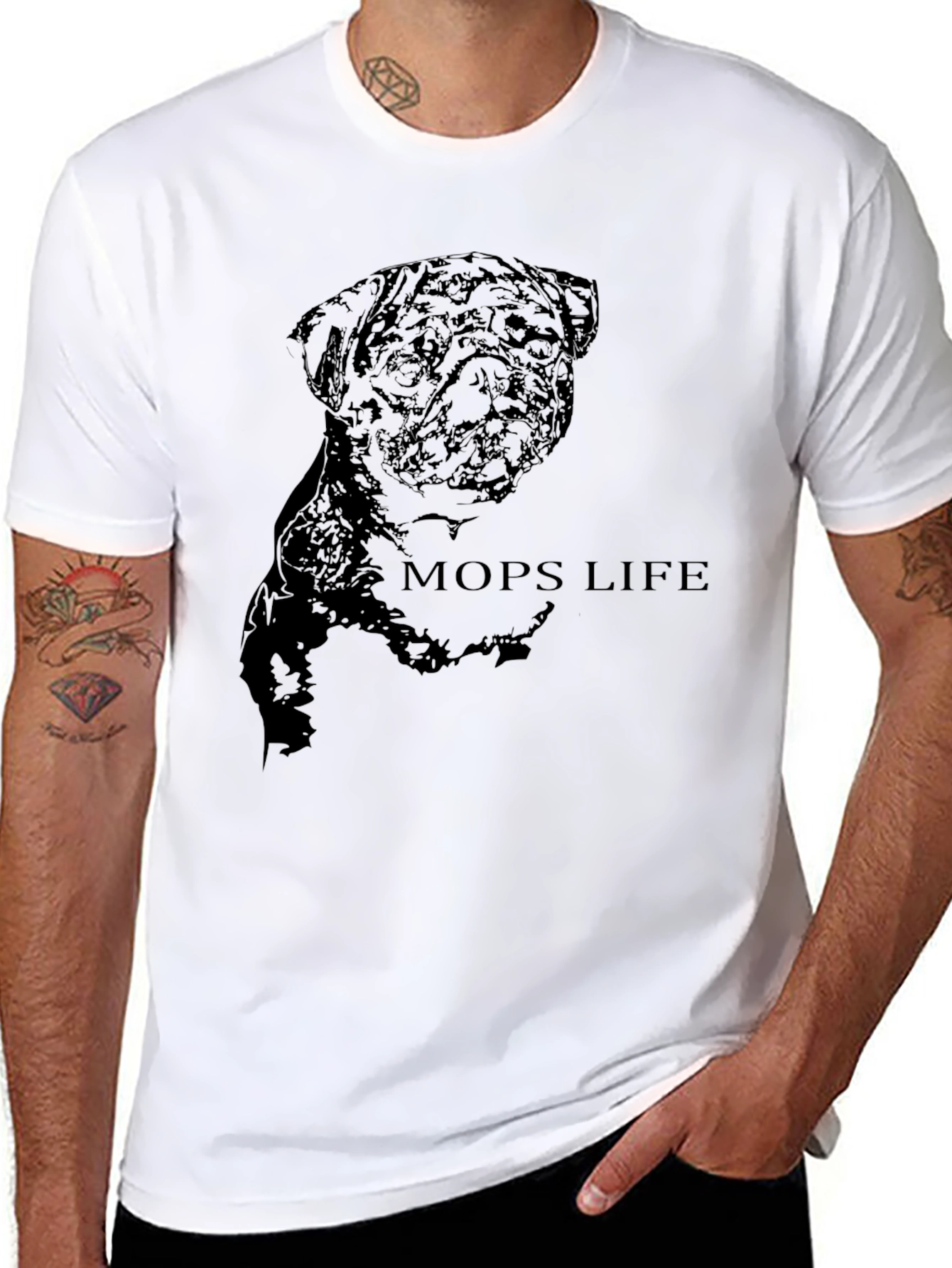 Mens Black Pug Life Graphic T-Shirt