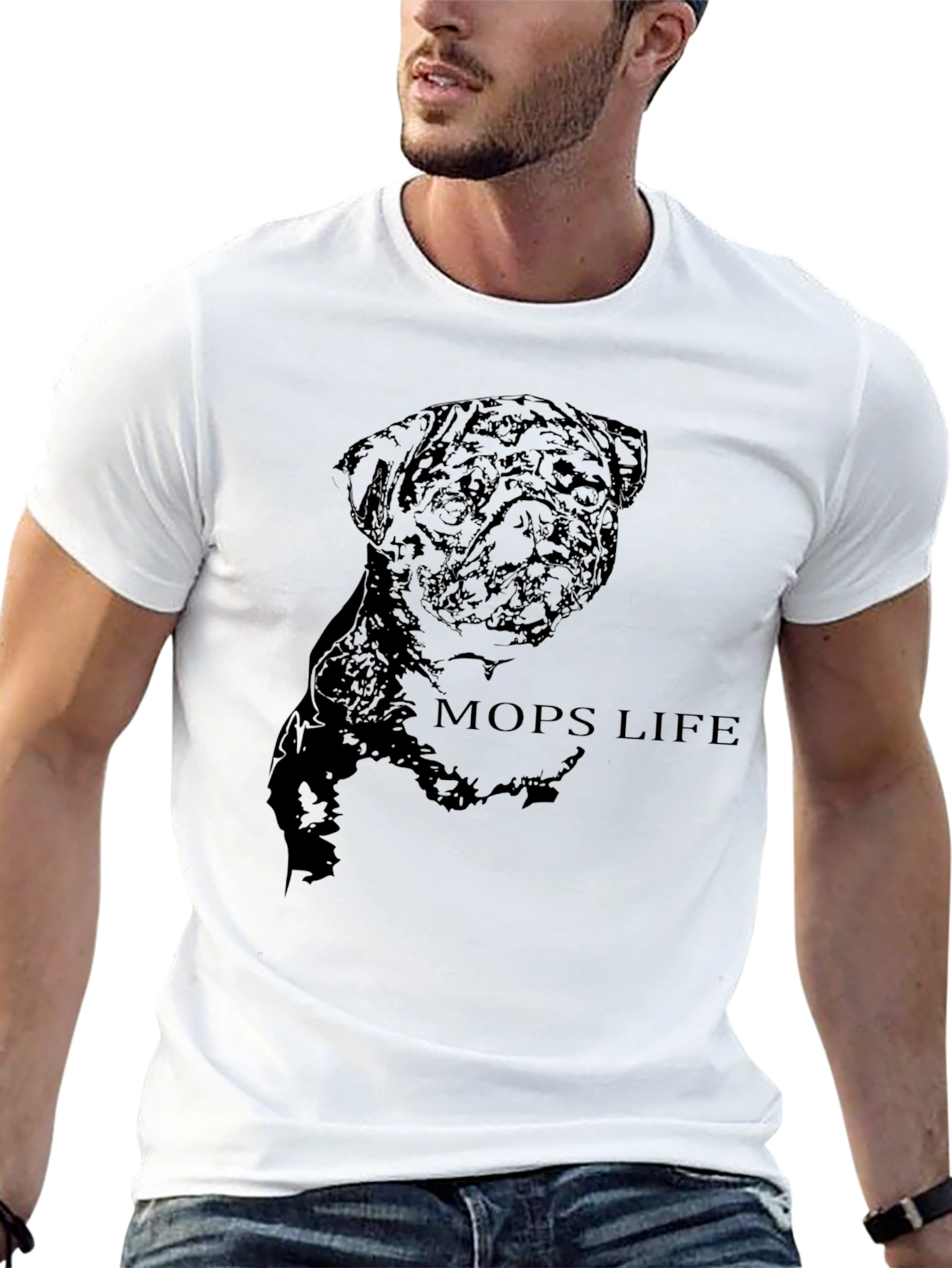 Mens Black Pug Life Graphic T-Shirt