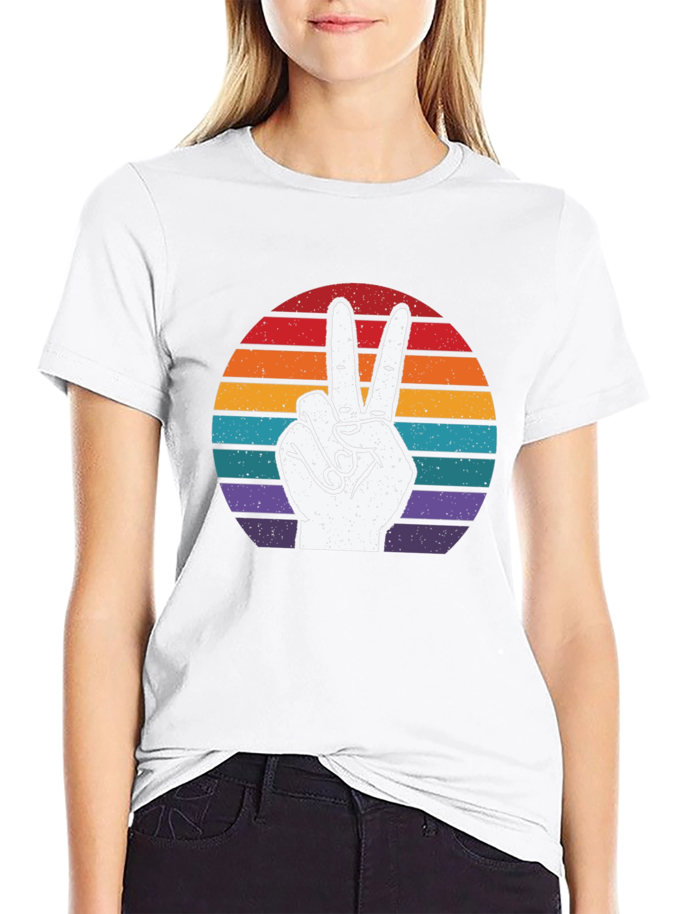 Retro Peace Sign Graphic T-Shirt