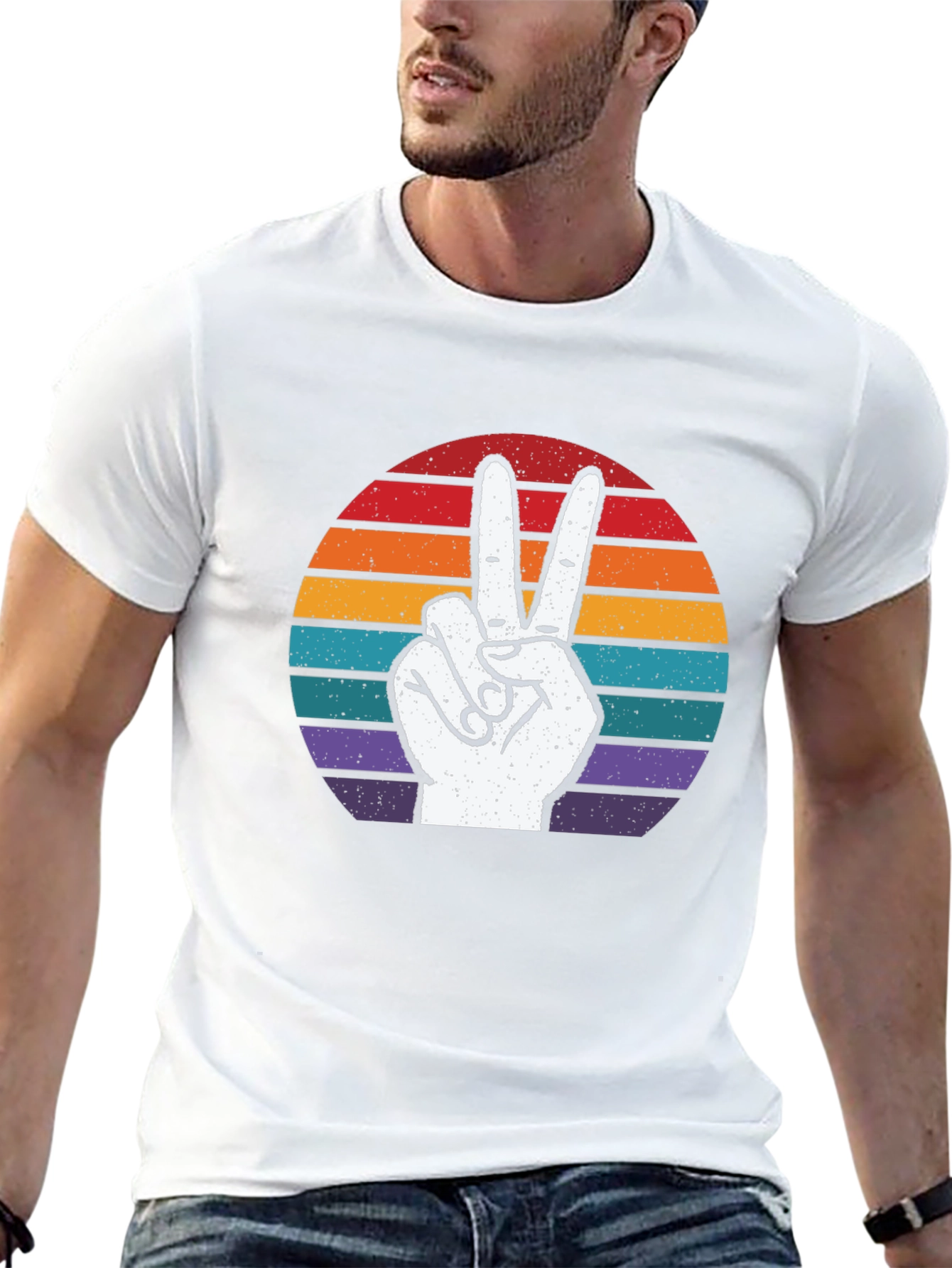 Retro Peace Sign Graphic T-Shirt